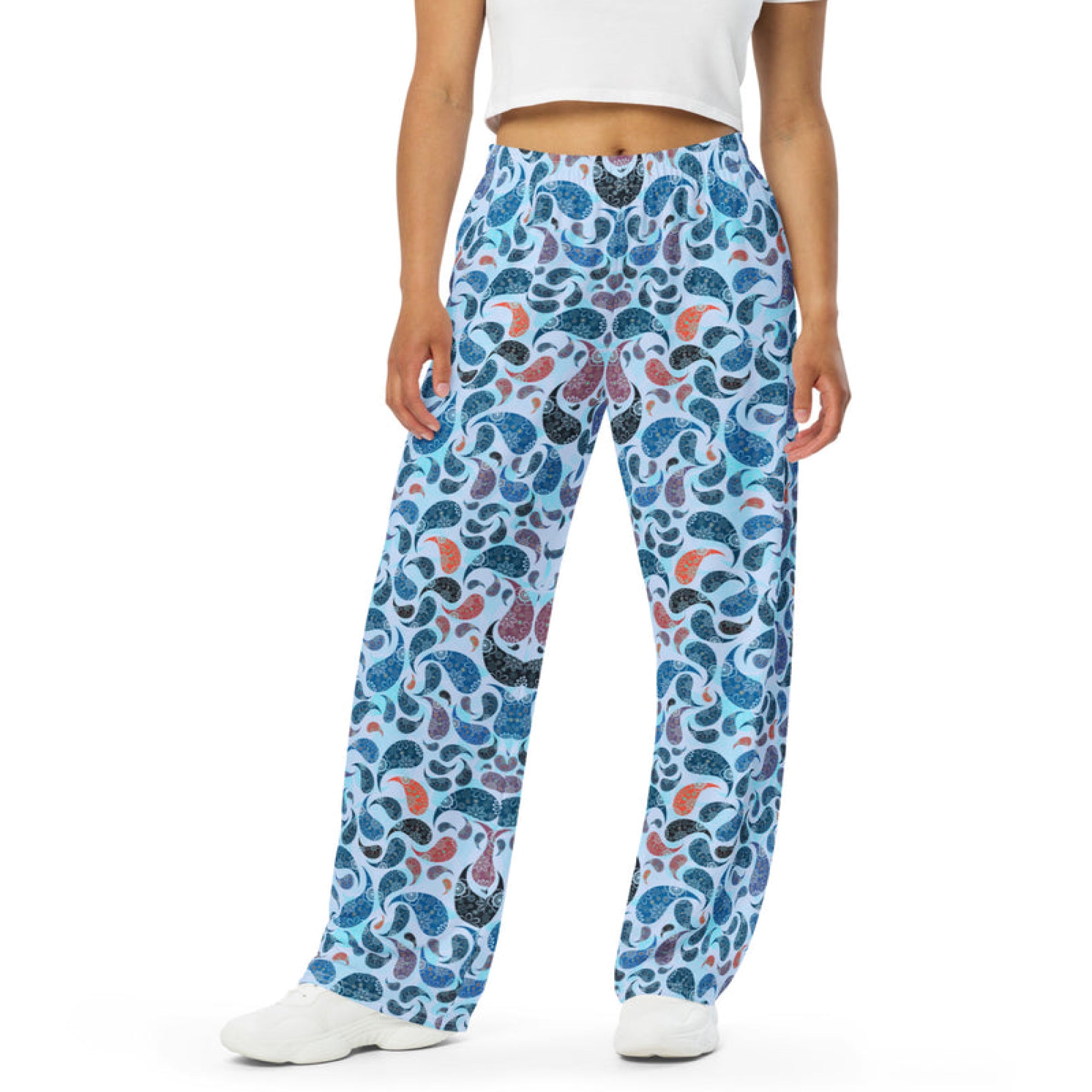 unisex wide leg pants Paisley Blue