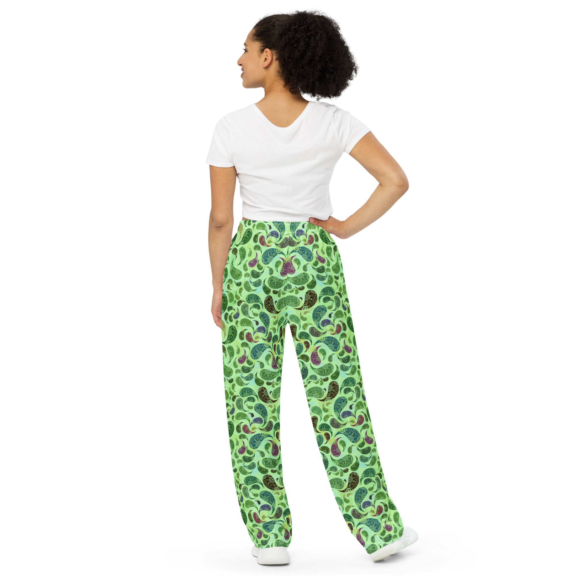 unisex wide leg pants Paisley Green