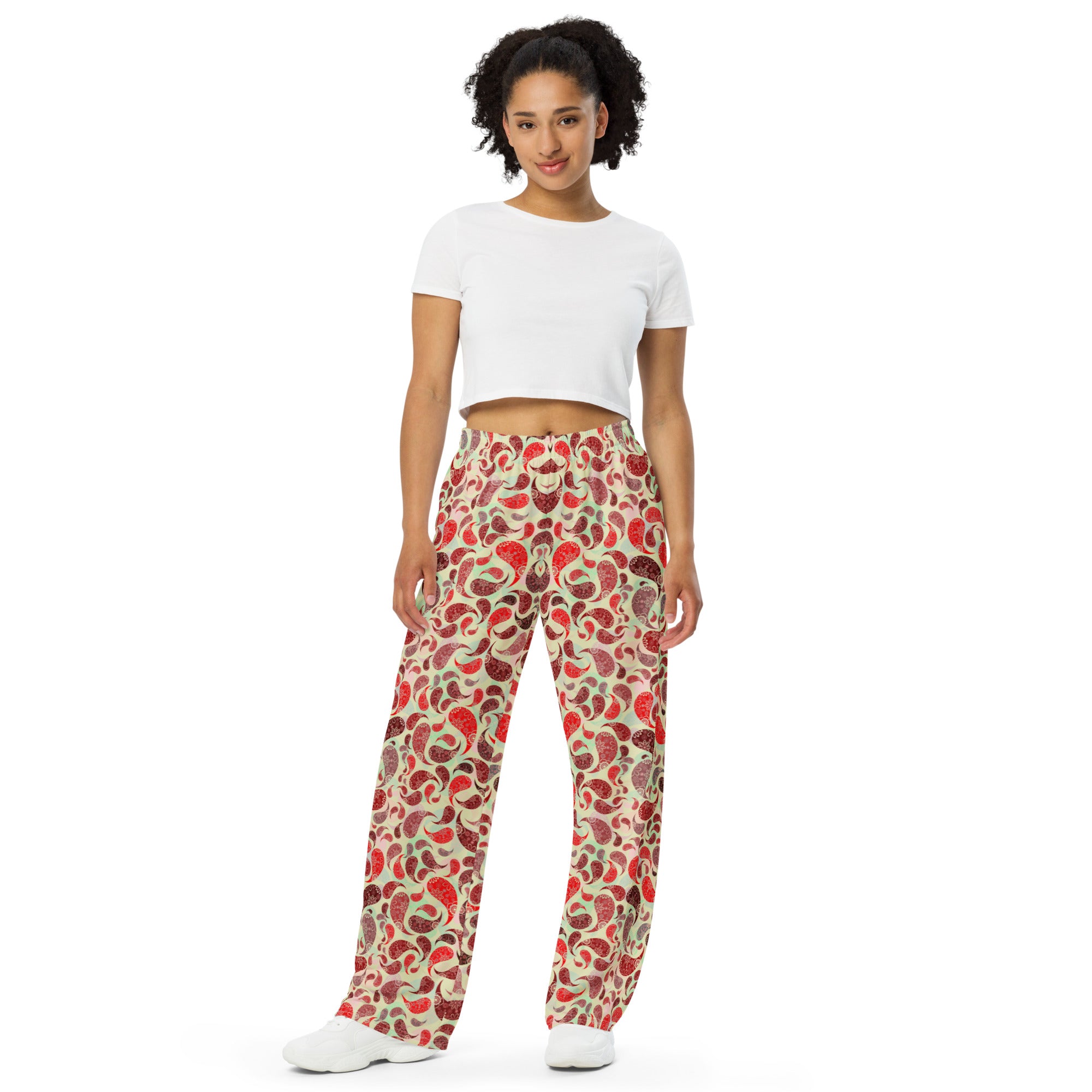 unisex wide leg pants Paisley Red