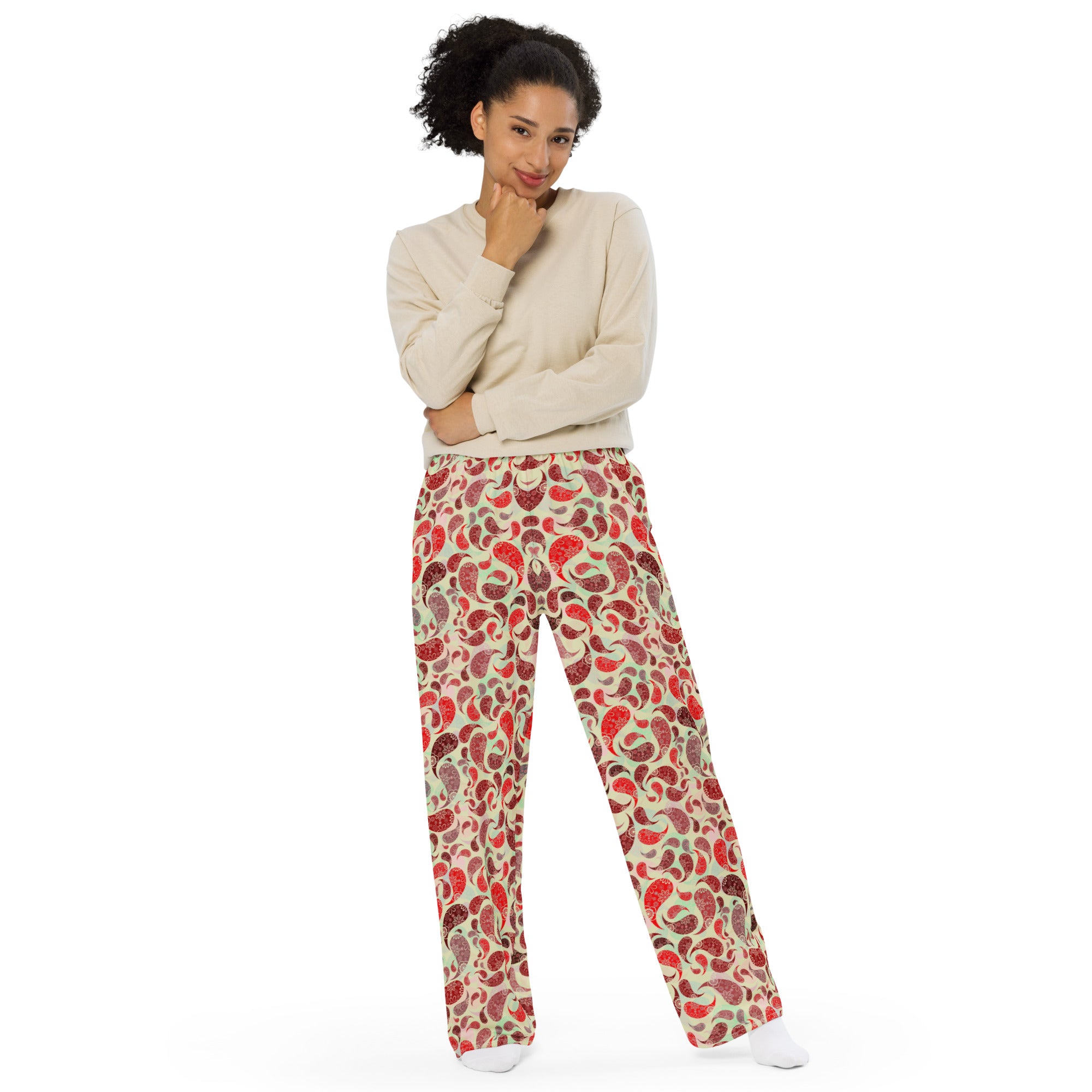 unisex wide leg pants Paisley Red