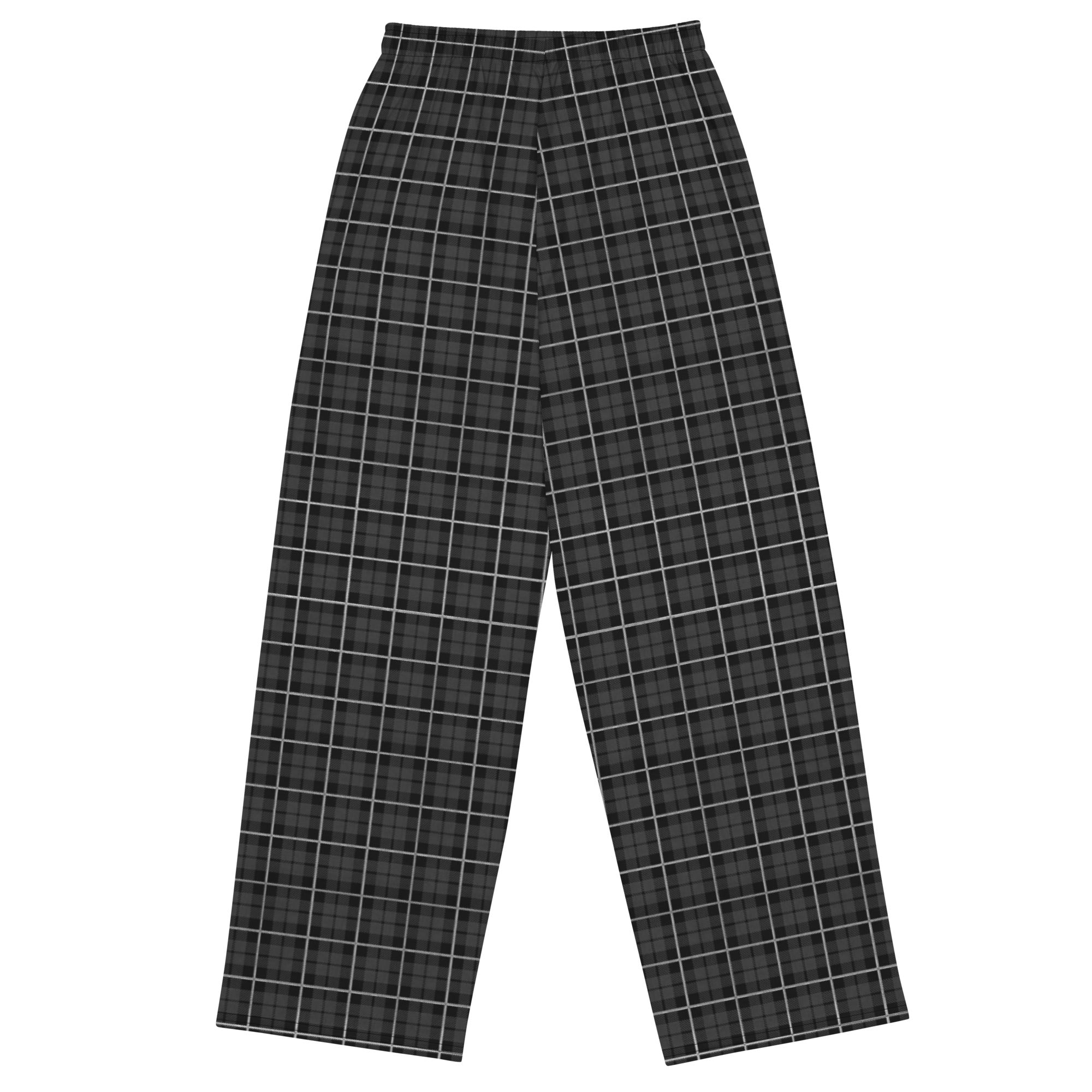 unisex wide leg pants Tartan Black