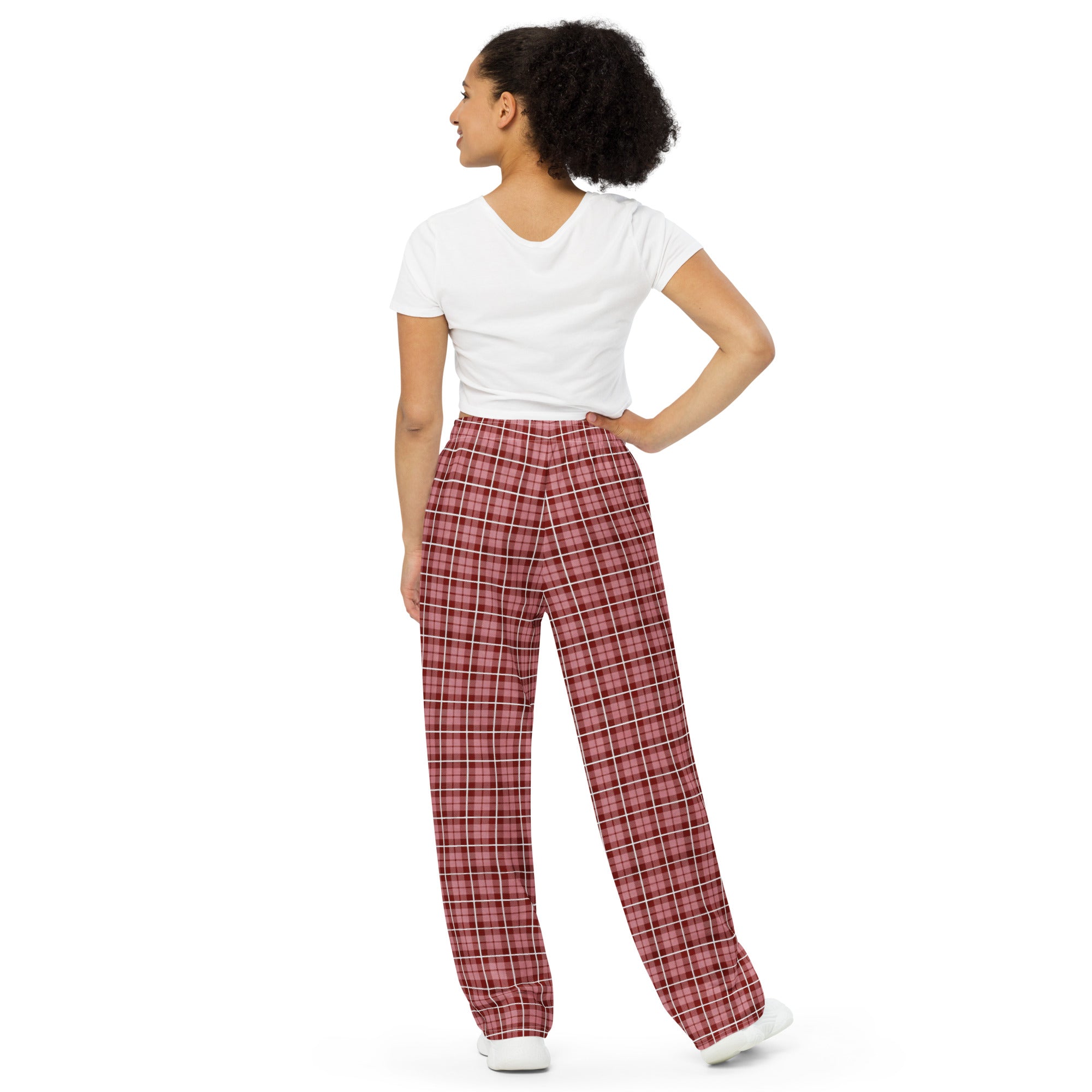 unisex wide leg pants Tartan Brown