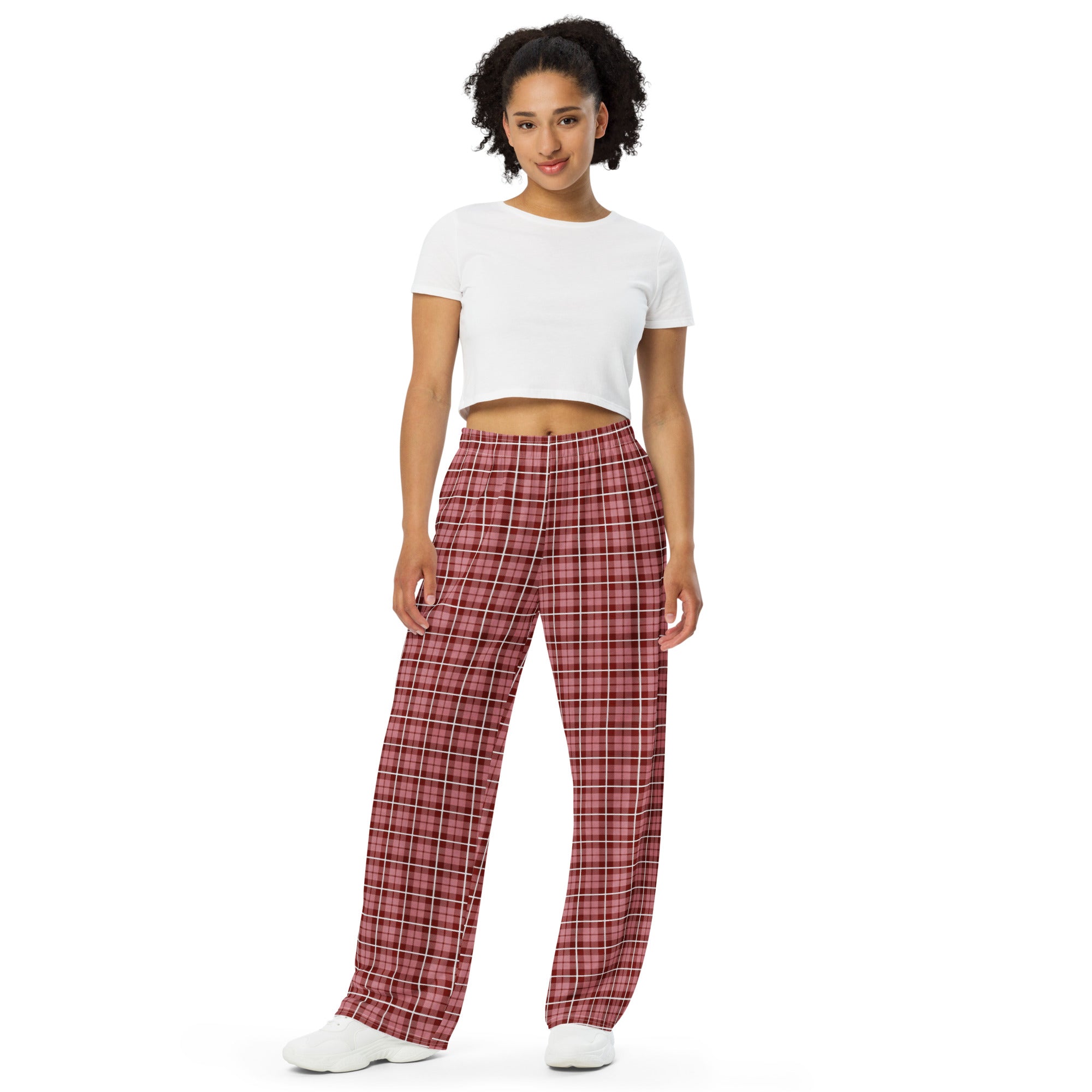 unisex wide leg pants Tartan Brown