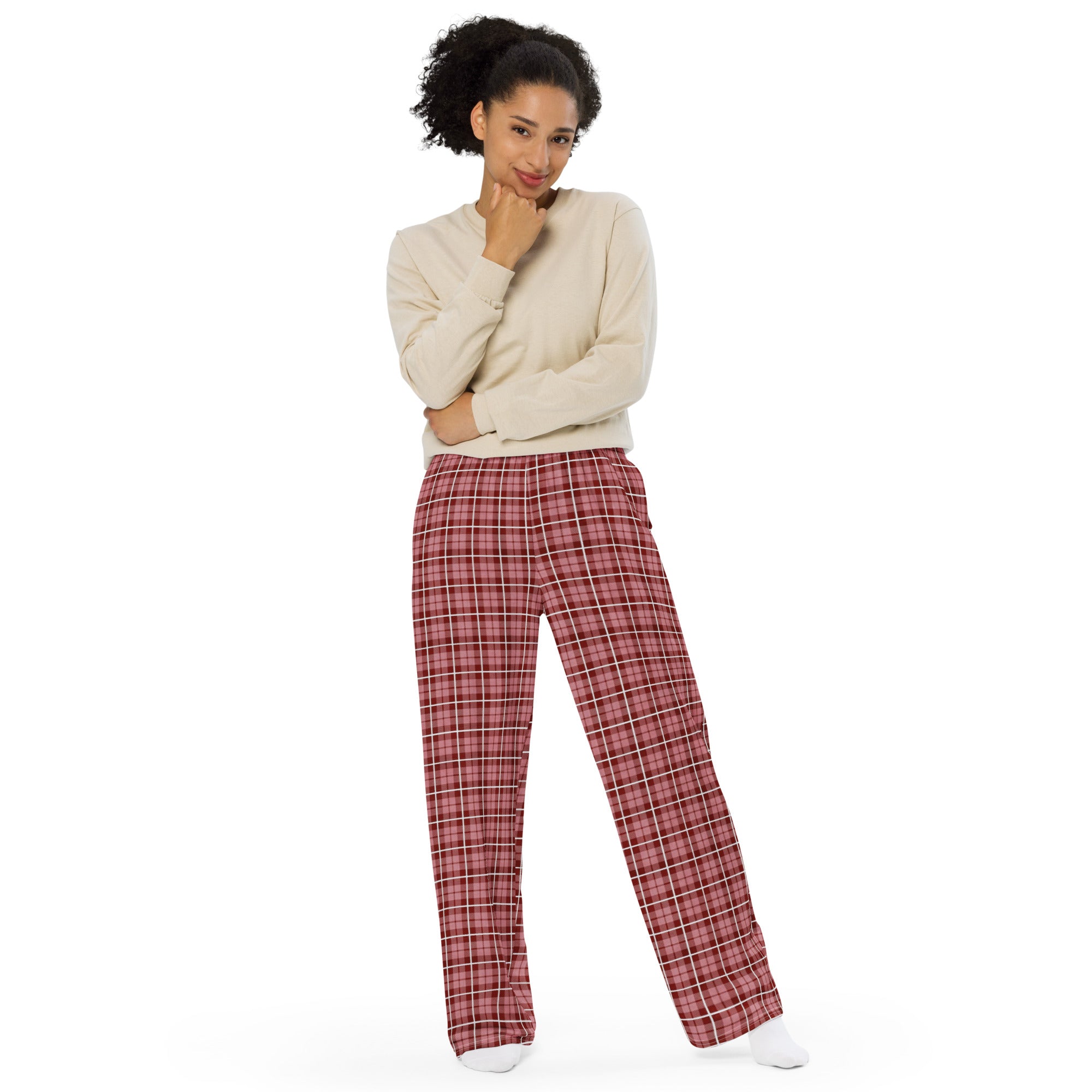 unisex wide leg pants Tartan Brown