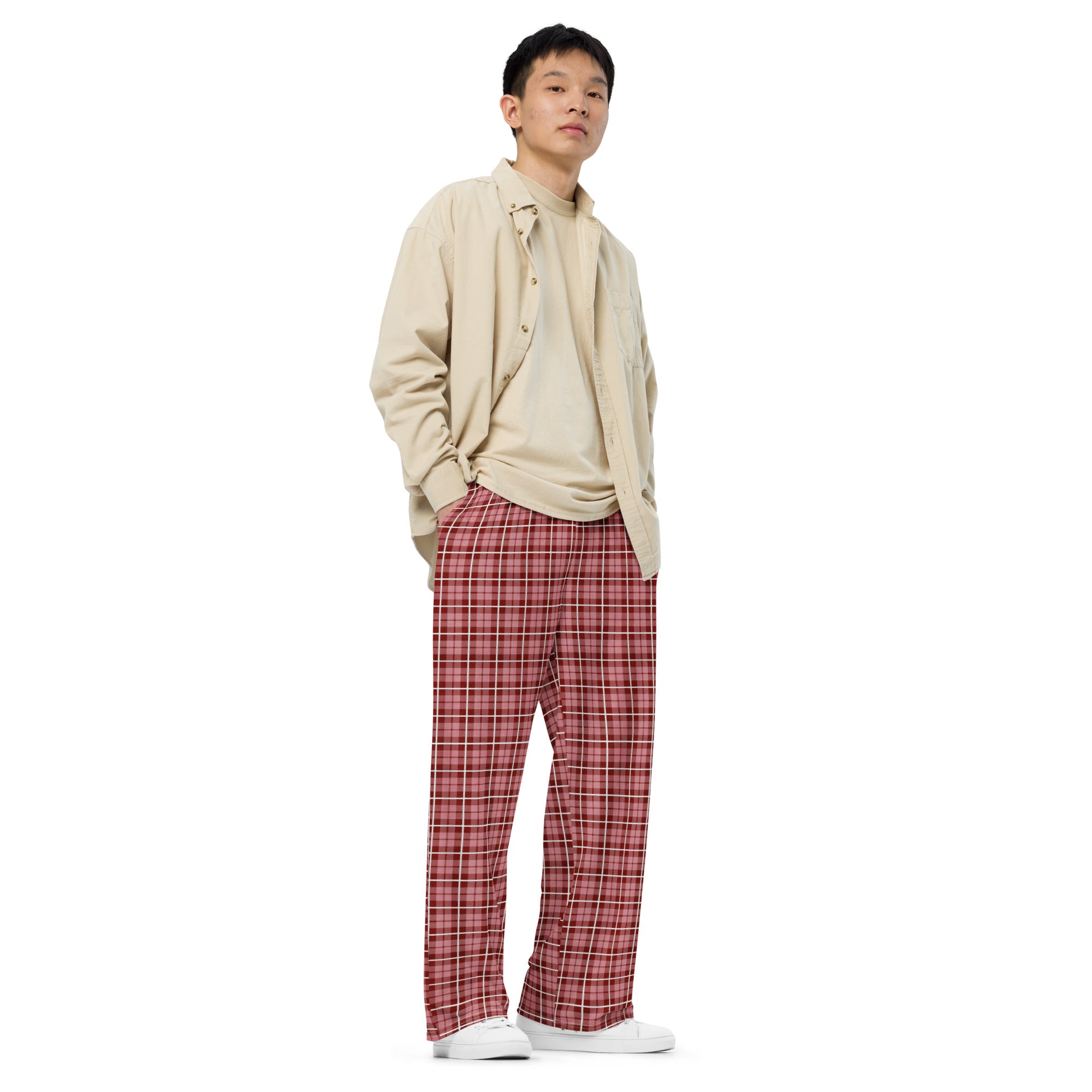 unisex wide leg pants Tartan Brown