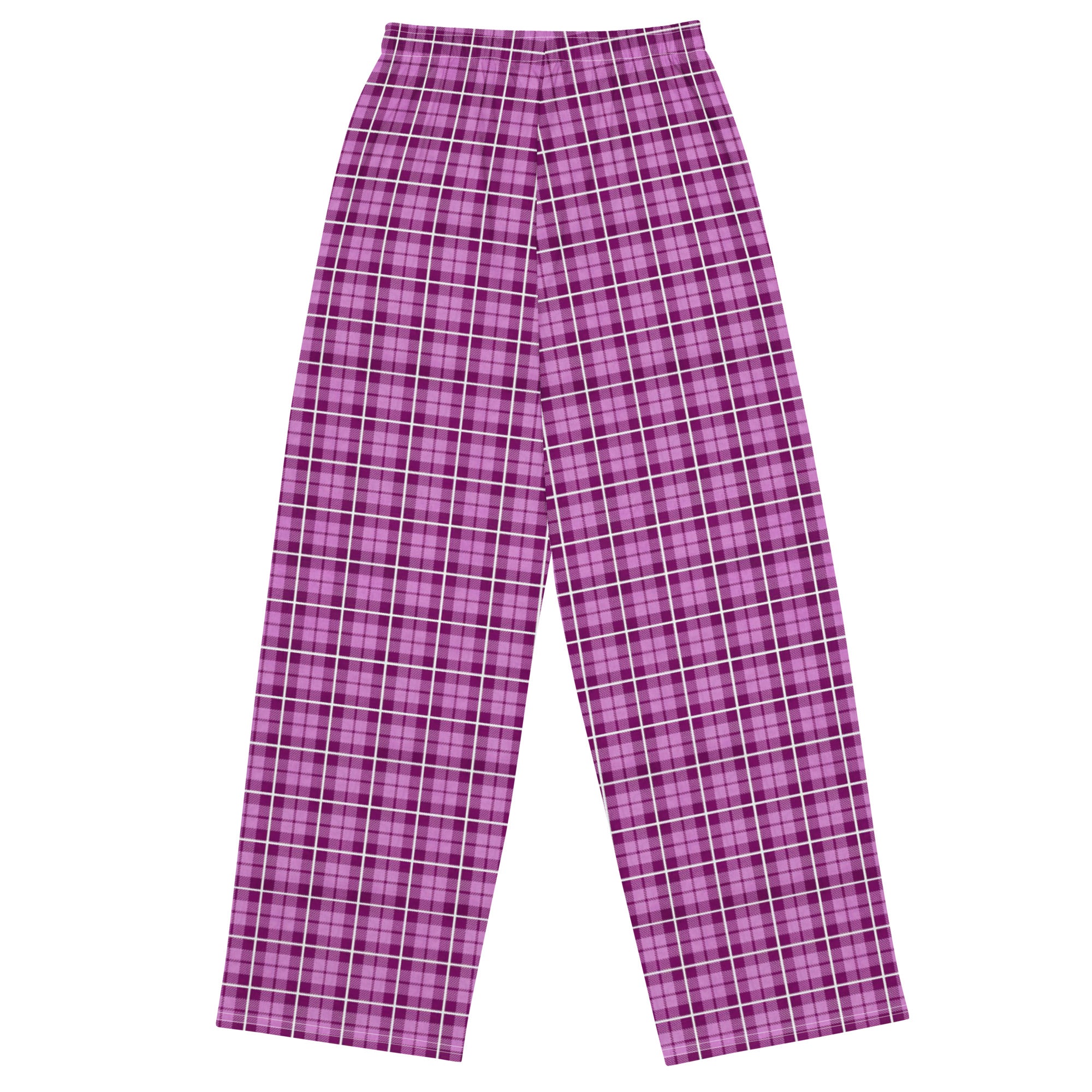 unisex wide leg pants Tartan Dark Pink
