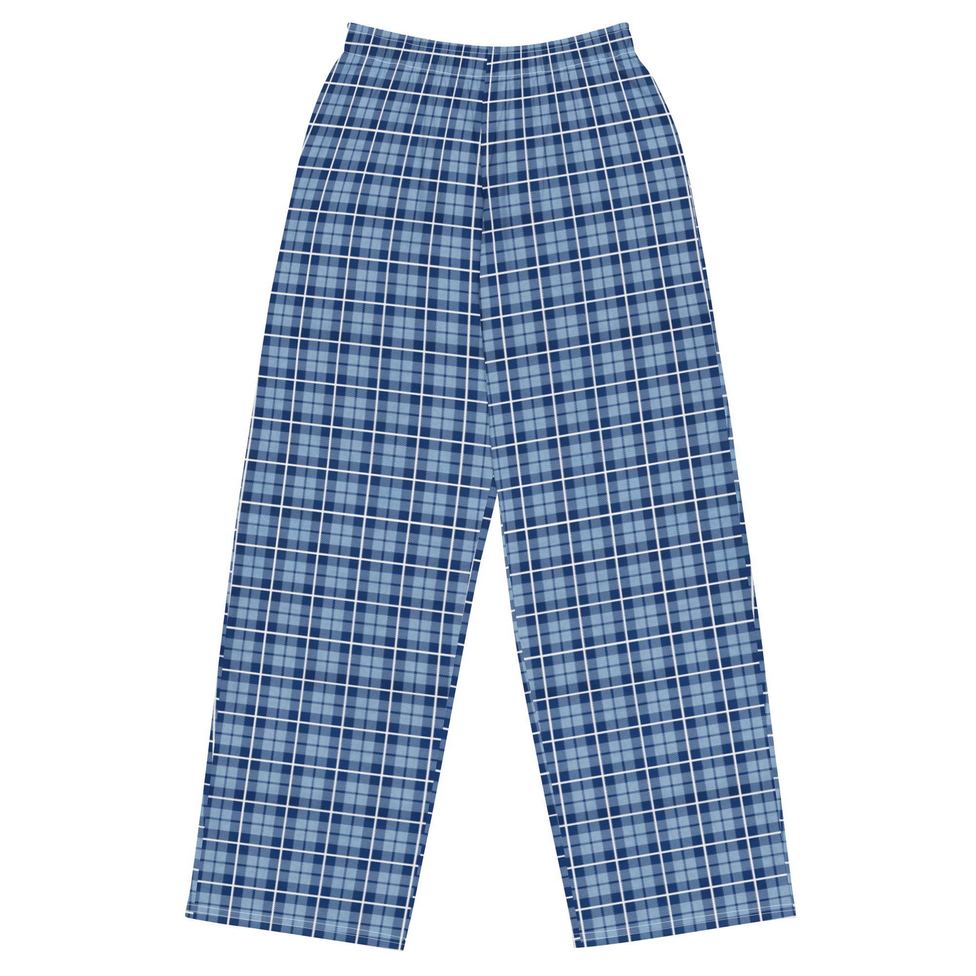 unisex wide leg pants Tartan Light Blue