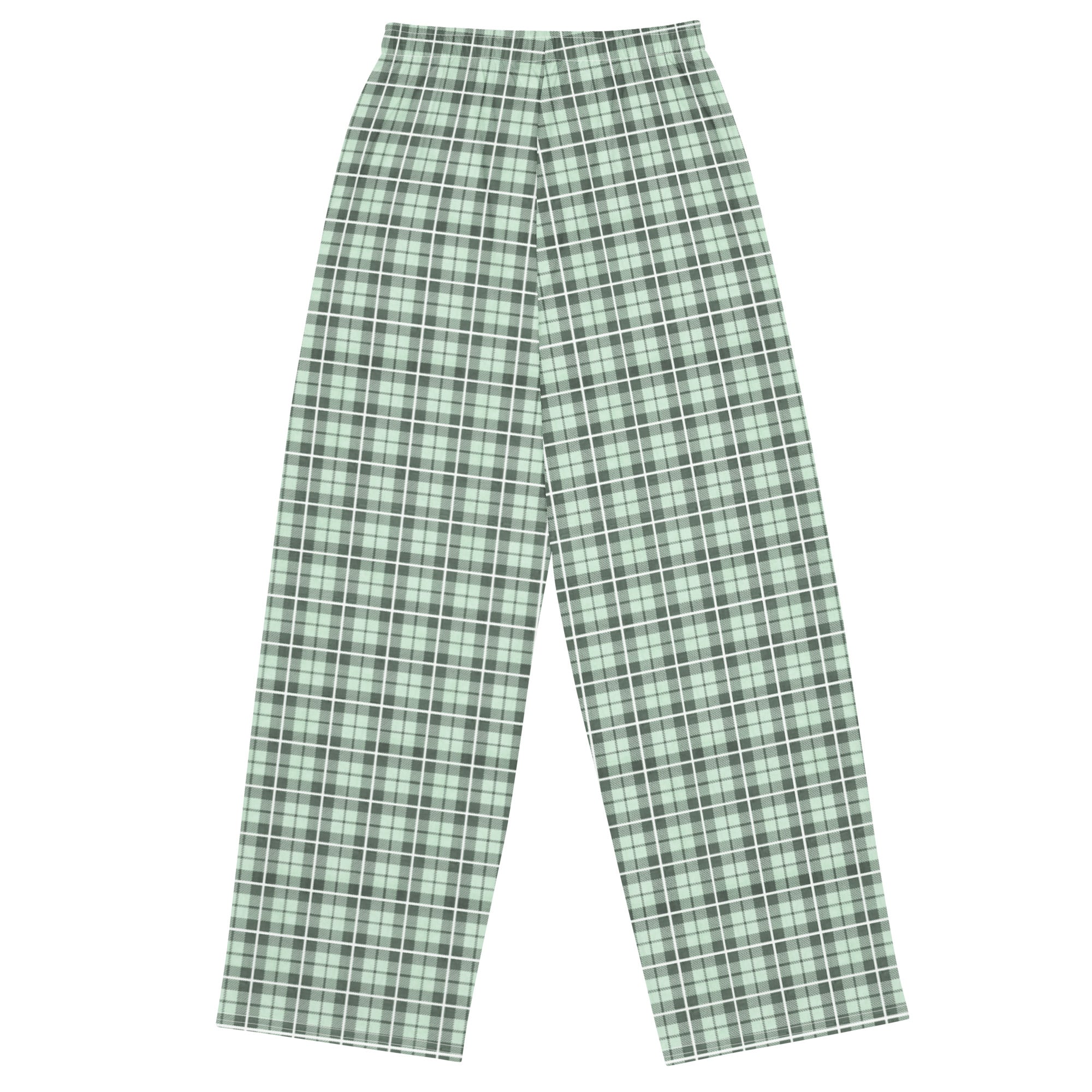 unisex wide leg pants Tartan Light green