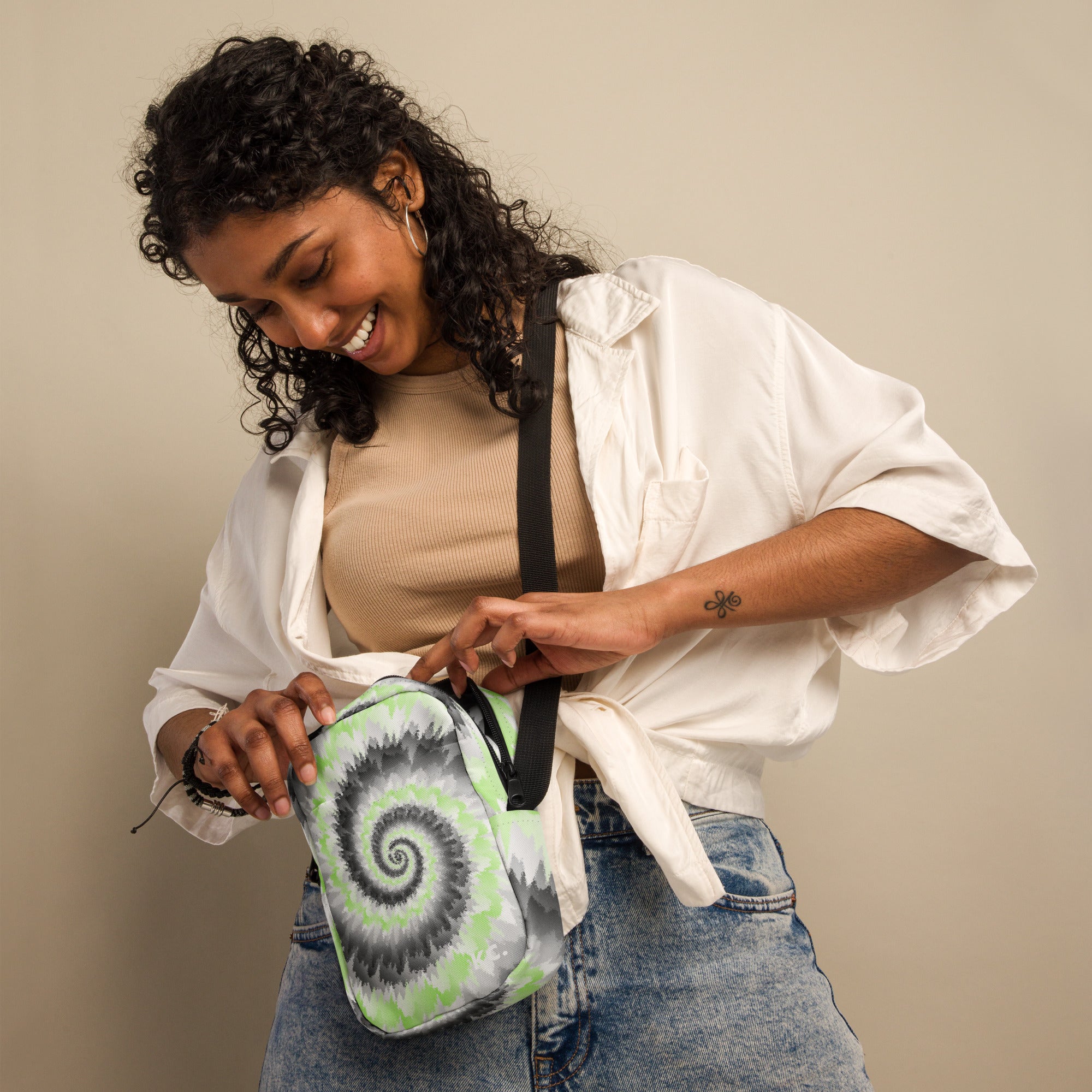 Utility crossbody bag Tie Dye Spiral Agender