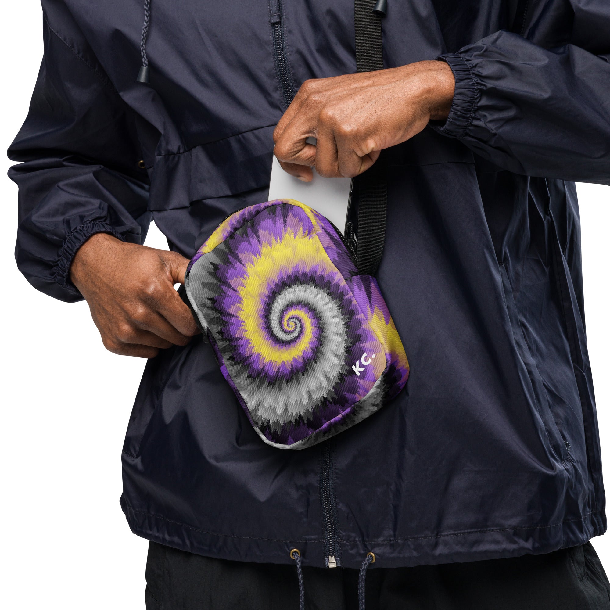 Utility crossbody bag Tie Dye Spiral Nonbinary