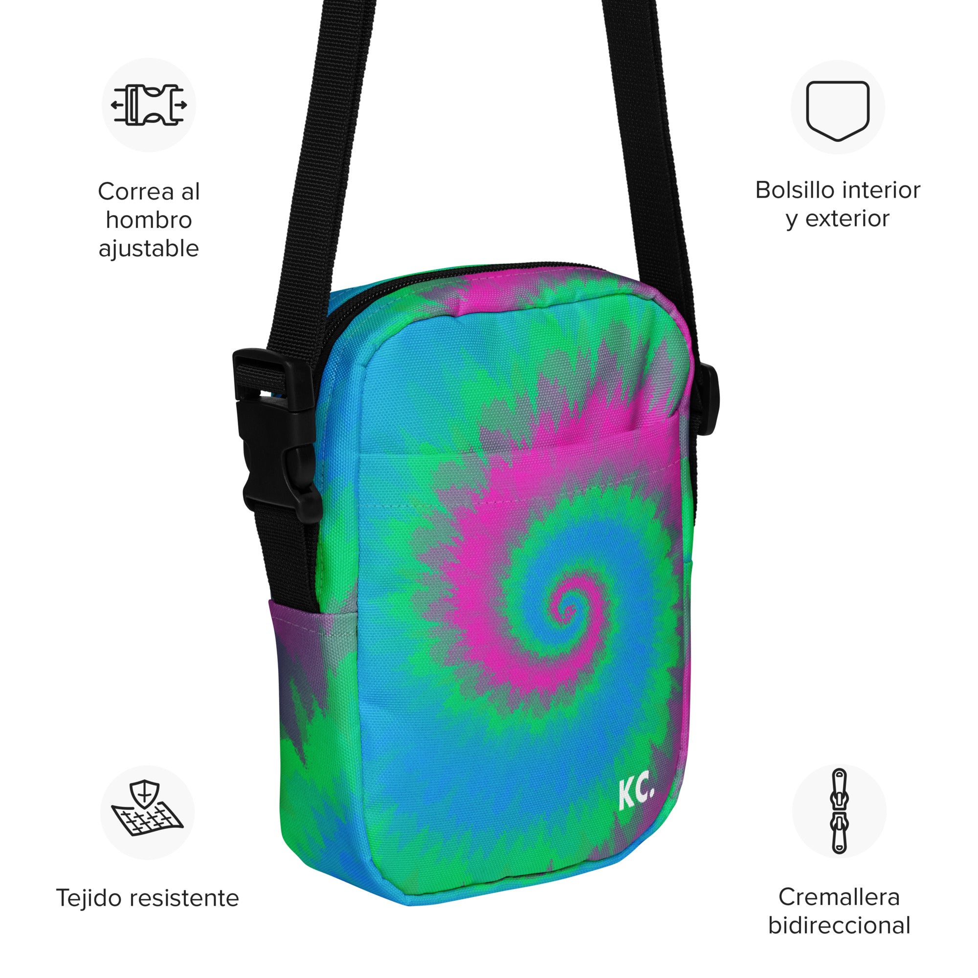 Utility crossbody bag Tie Dye Spiral Polysexual