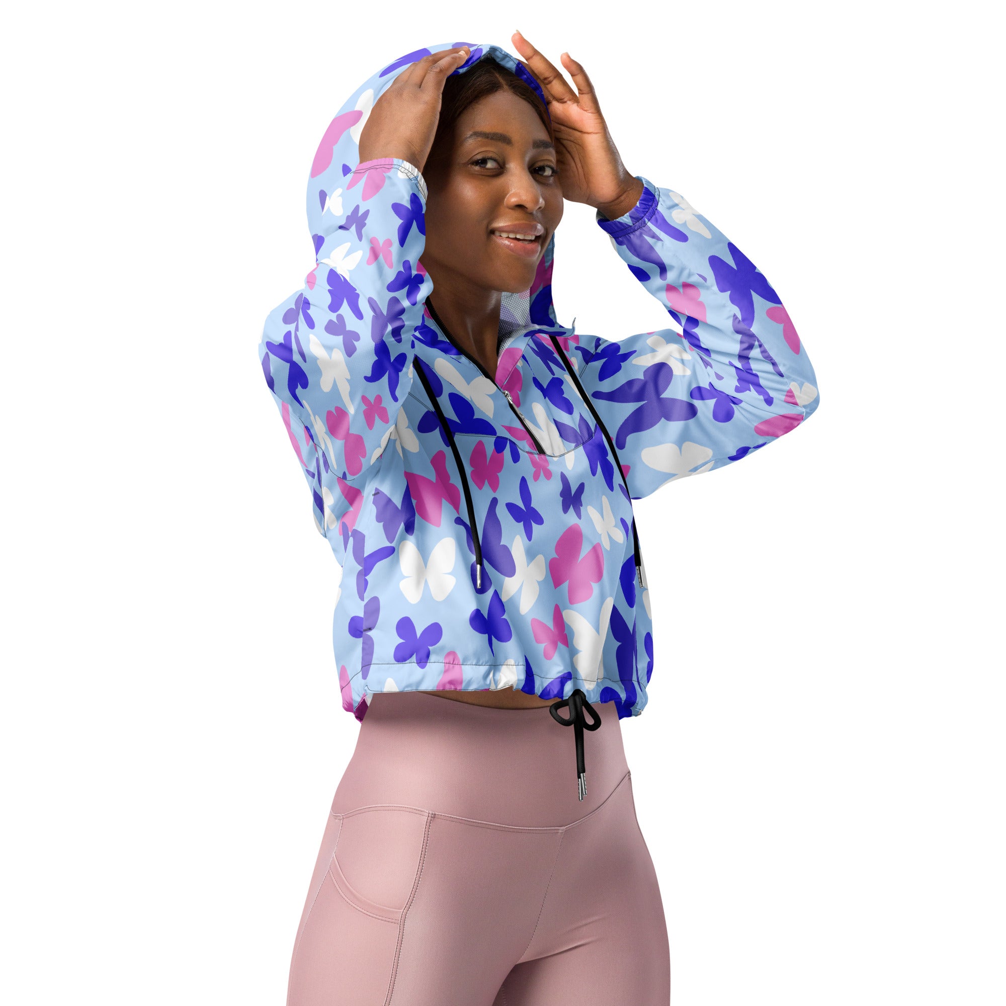 Women’s cropped windbreaker Butterflies