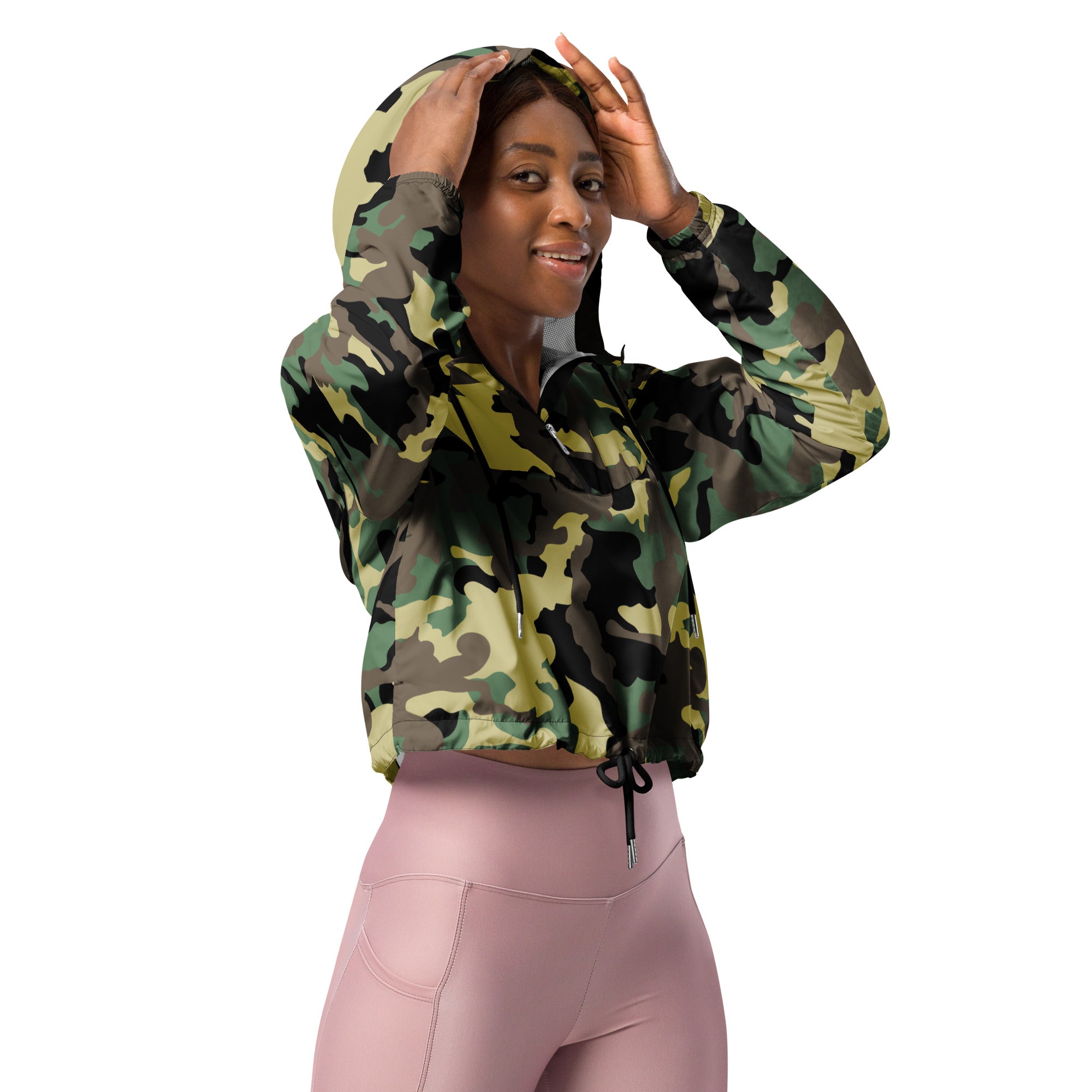 Women’s cropped windbreaker Camo Green