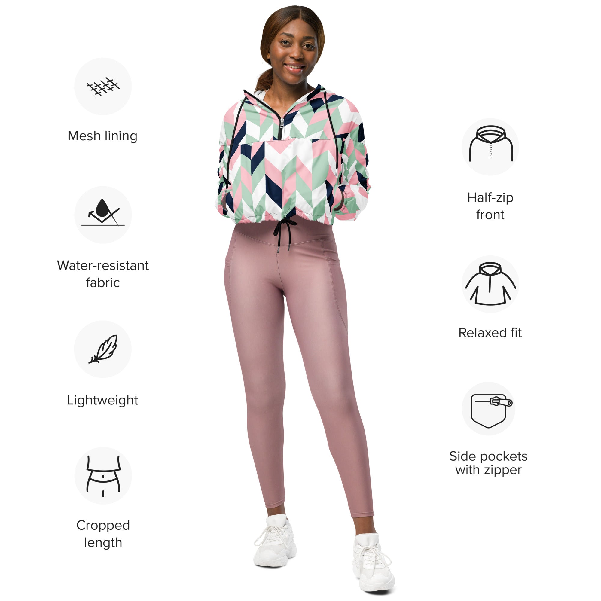 Women’s cropped windbreaker Chevron