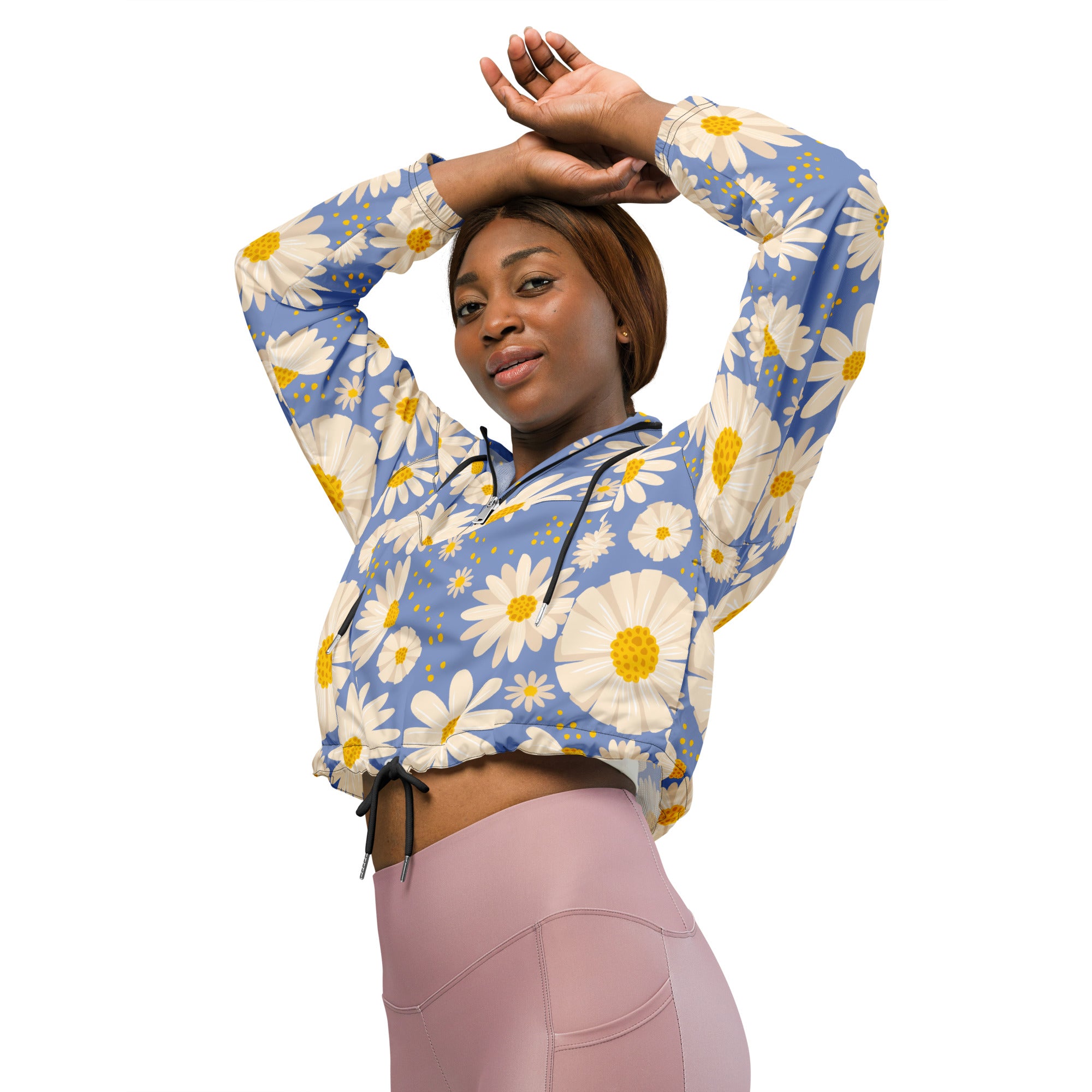 Women’s cropped windbreaker Daisies