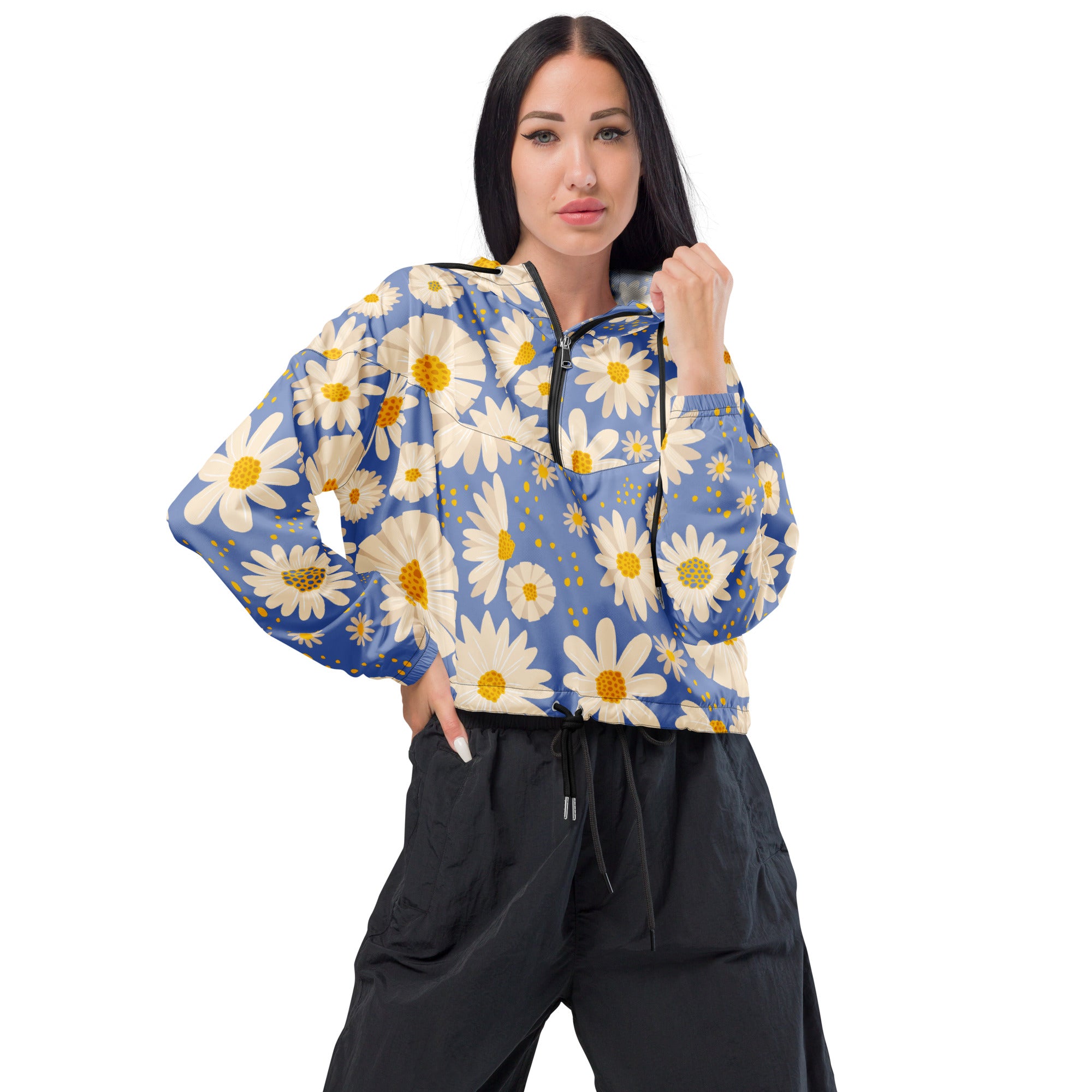 Women’s cropped windbreaker Daisies