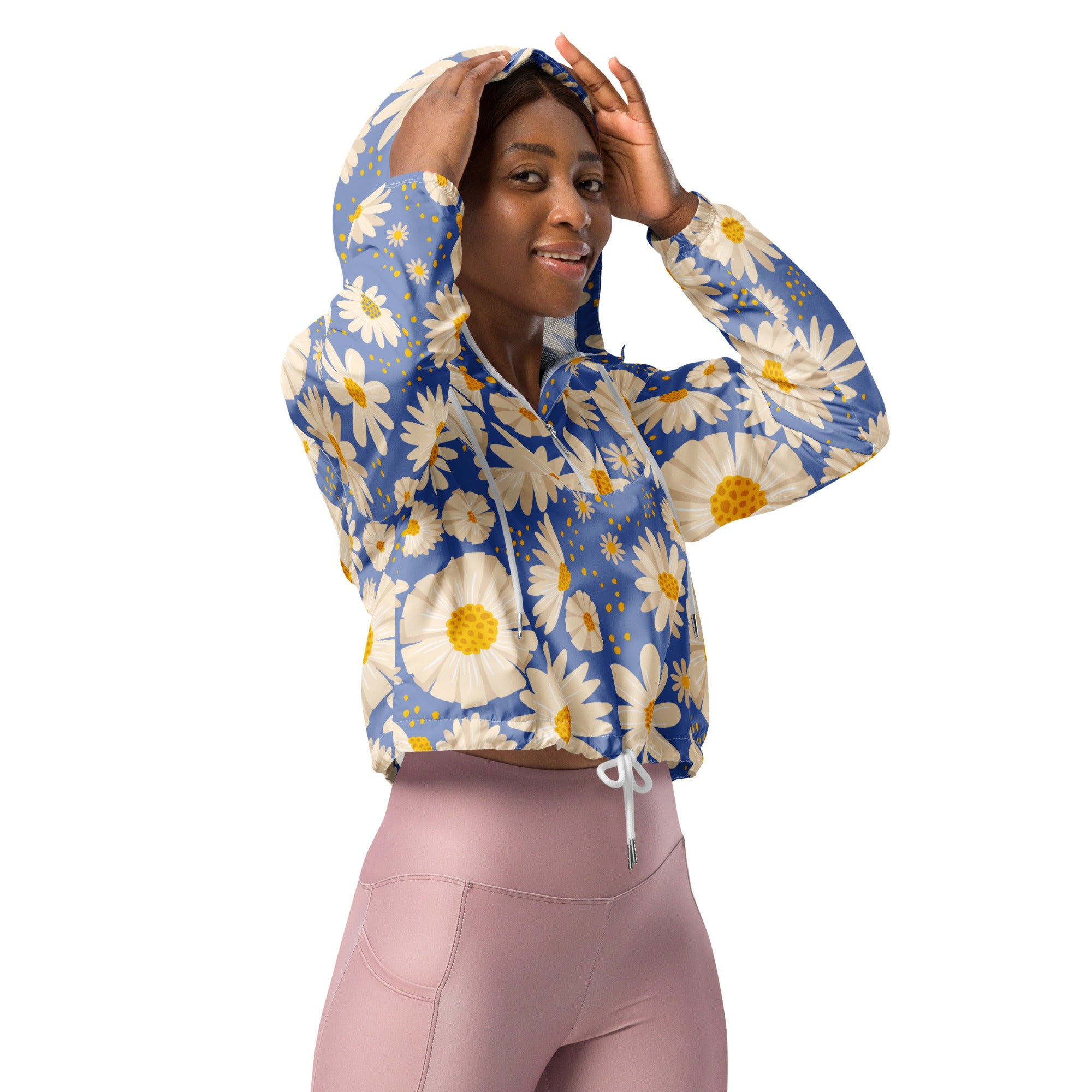 Women’s cropped windbreaker Daisies