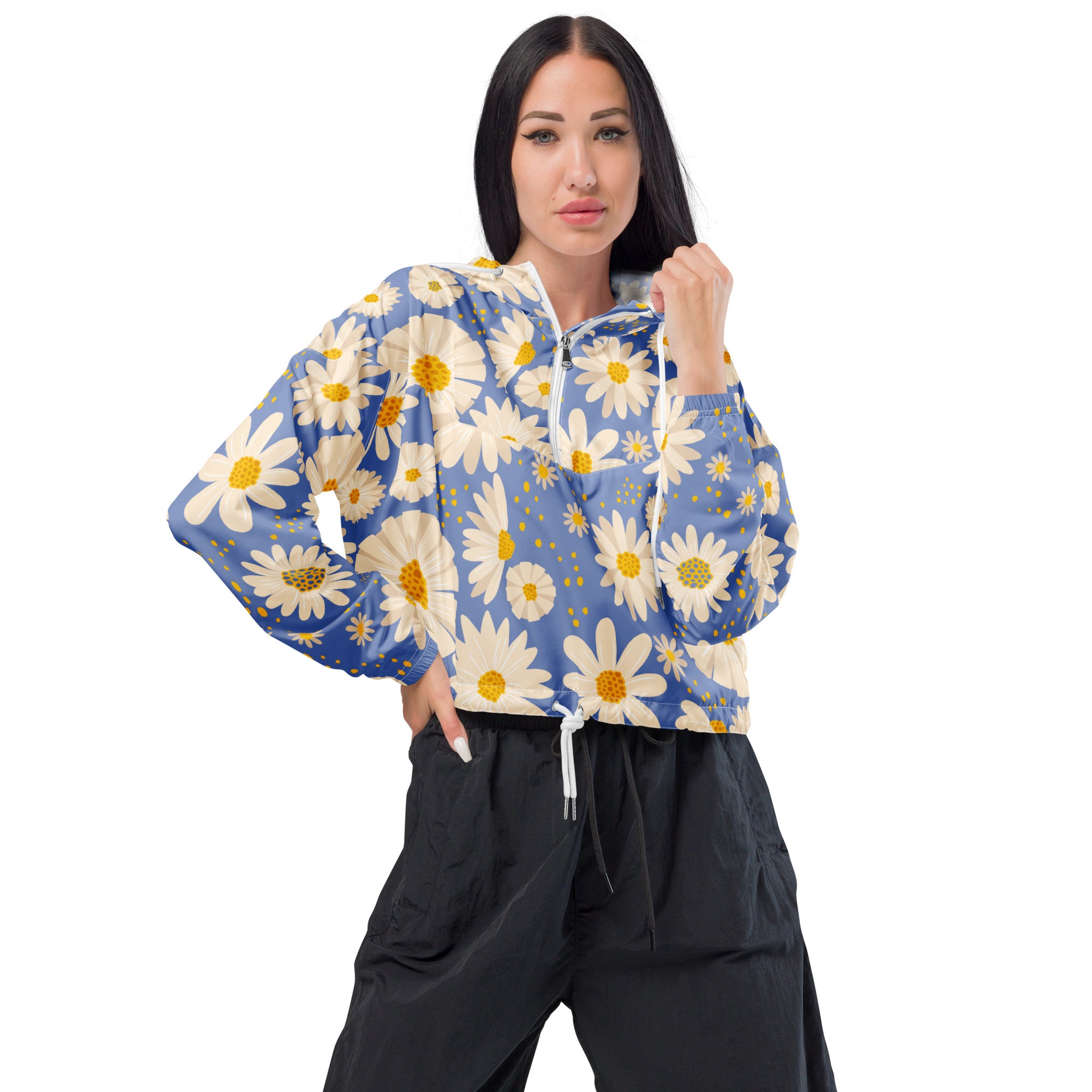 Women’s cropped windbreaker Daisies