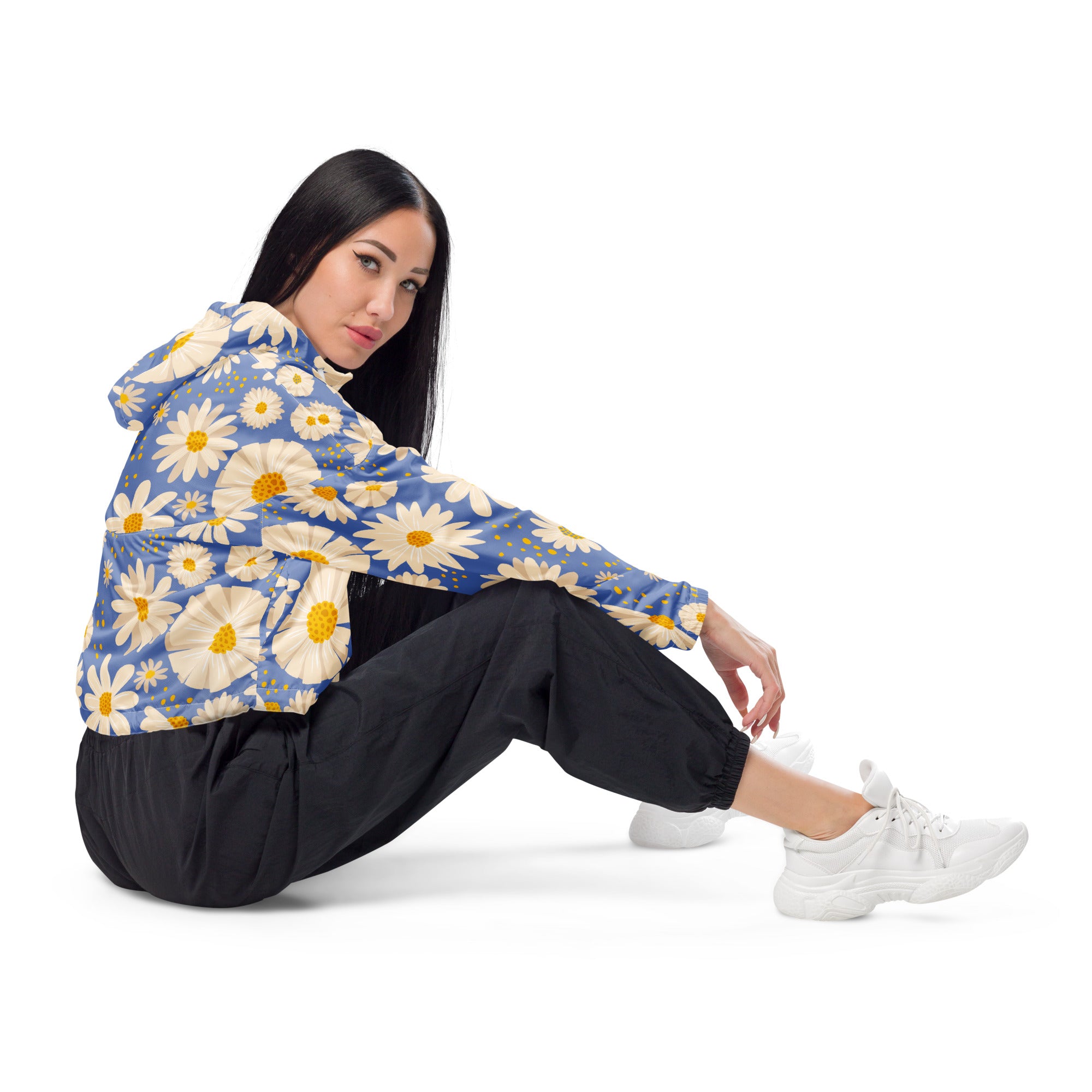 Women’s cropped windbreaker Daisies