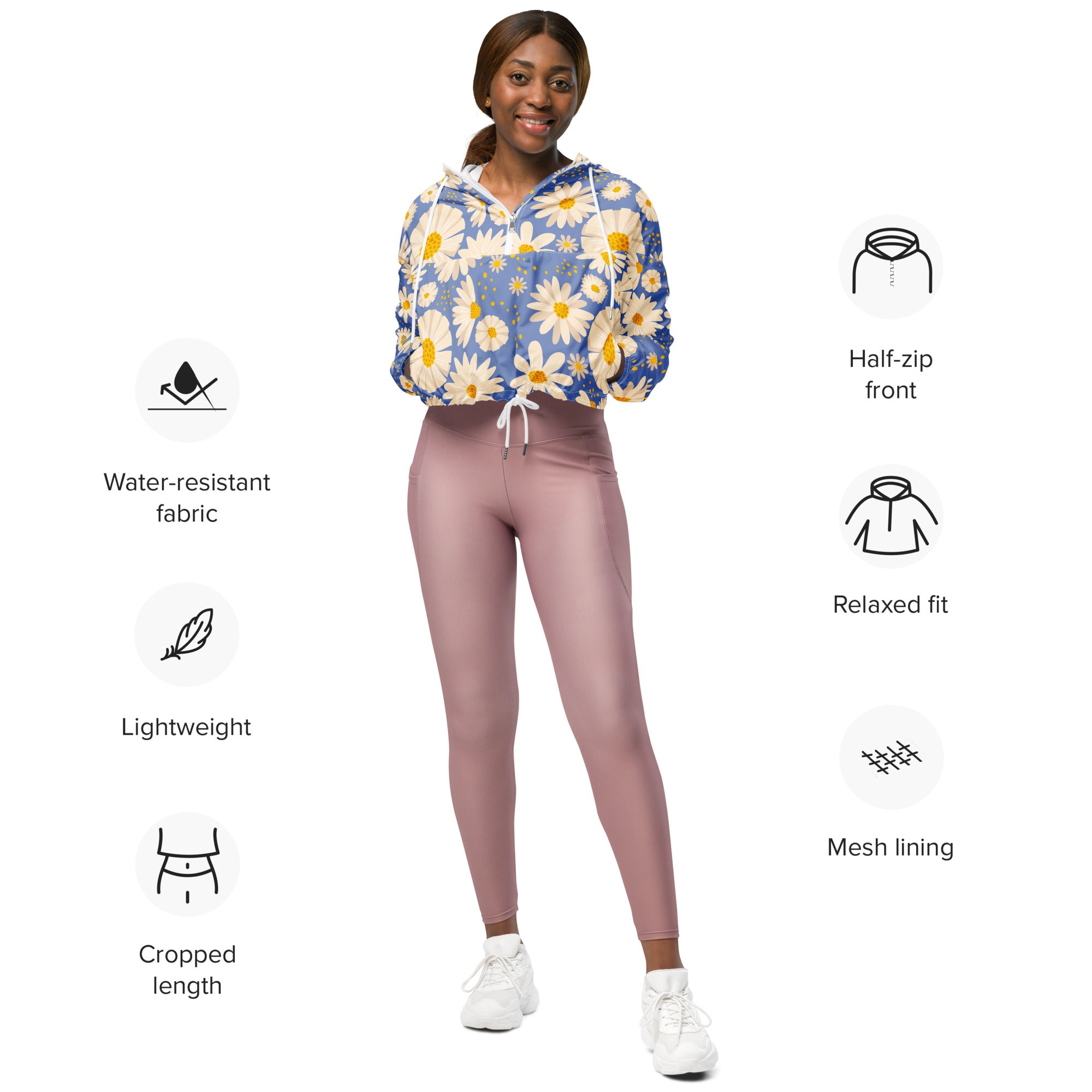 Women’s cropped windbreaker Daisies