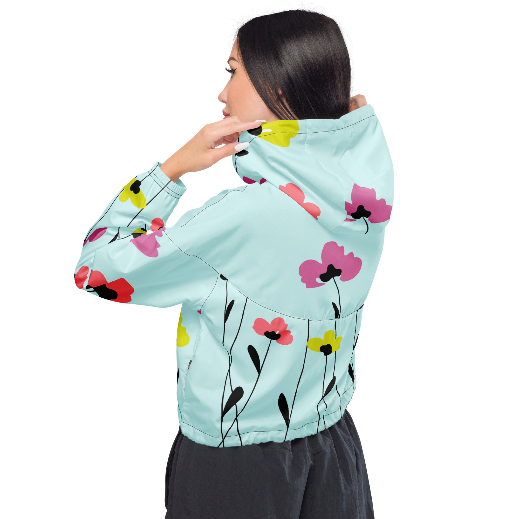 Women’s cropped windbreaker Floral I