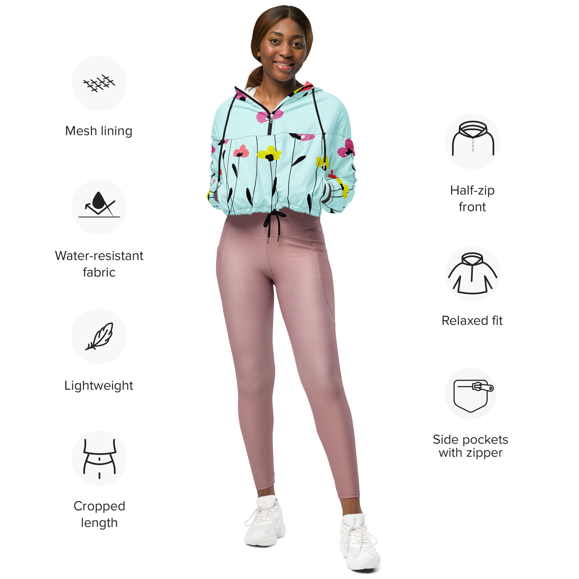 Women’s cropped windbreaker Floral I