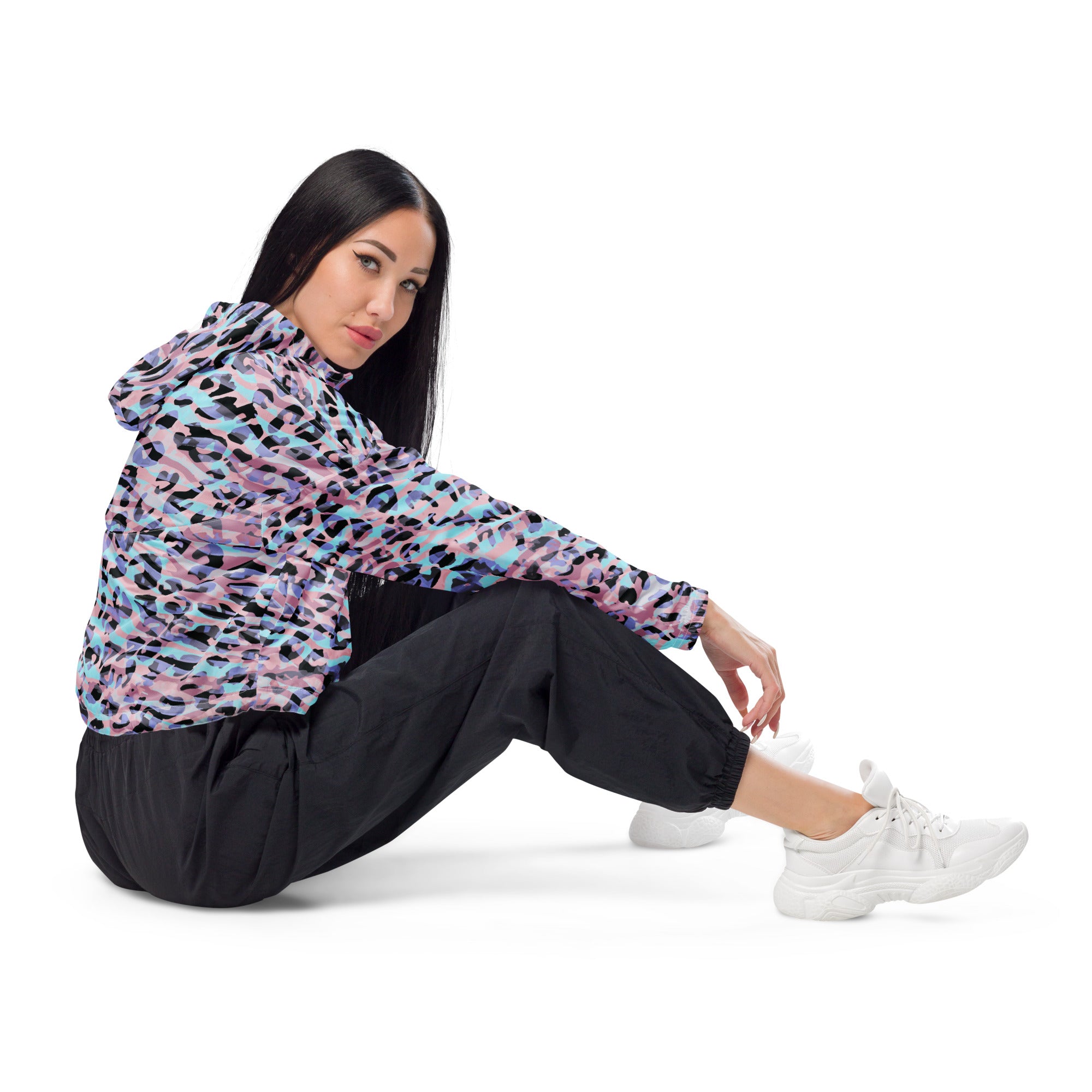Women’s cropped windbreaker Leopard Skin I