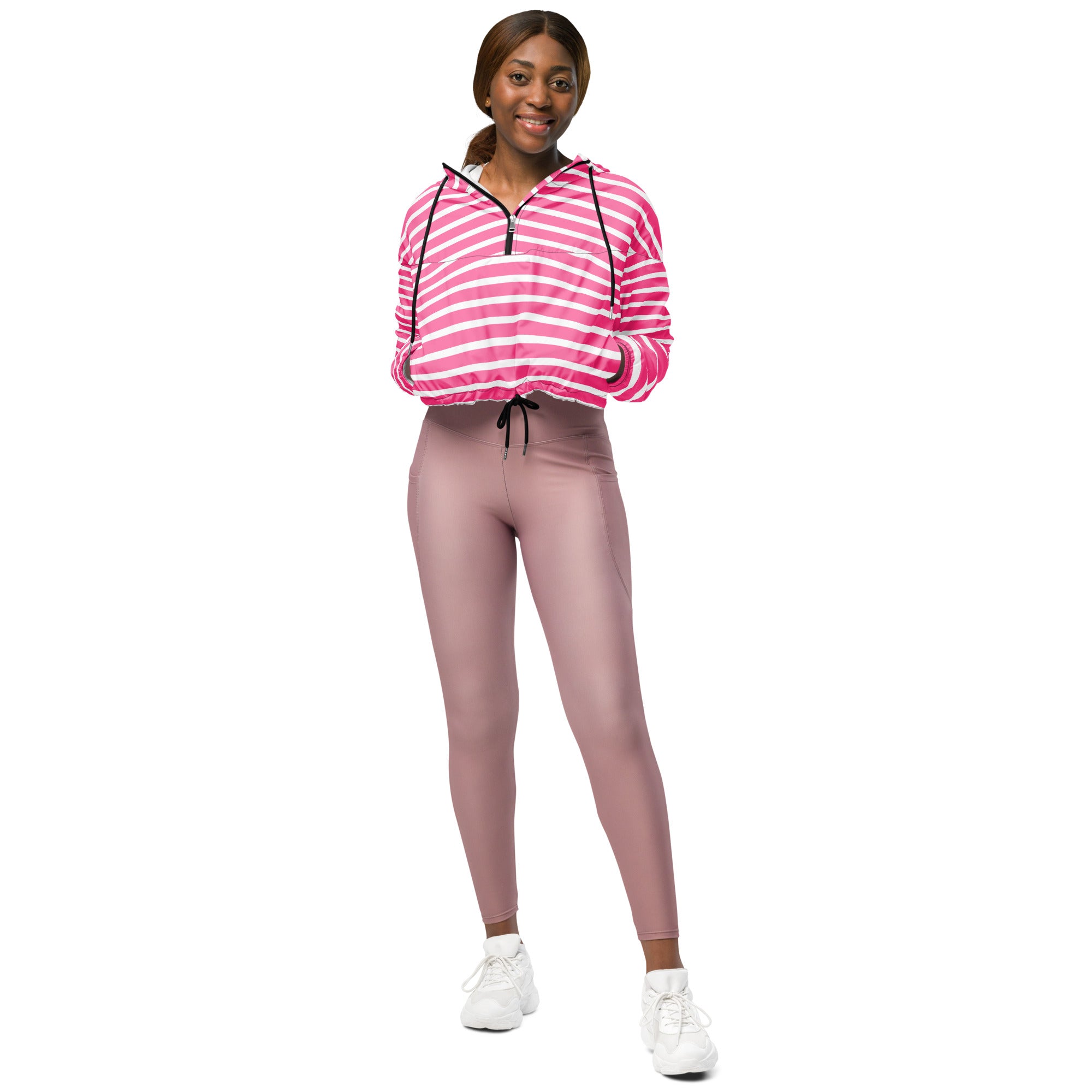 Women’s cropped windbreaker Pink Stripes