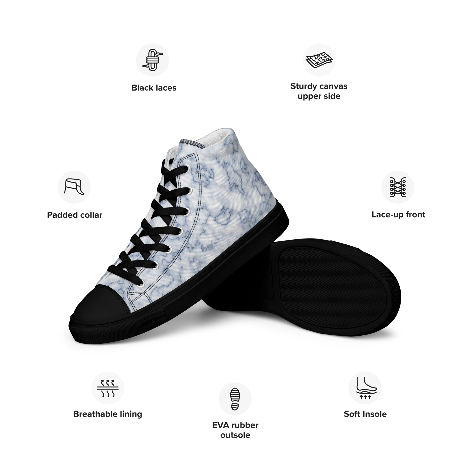 Women’s high top canvas shoes Blue Marble