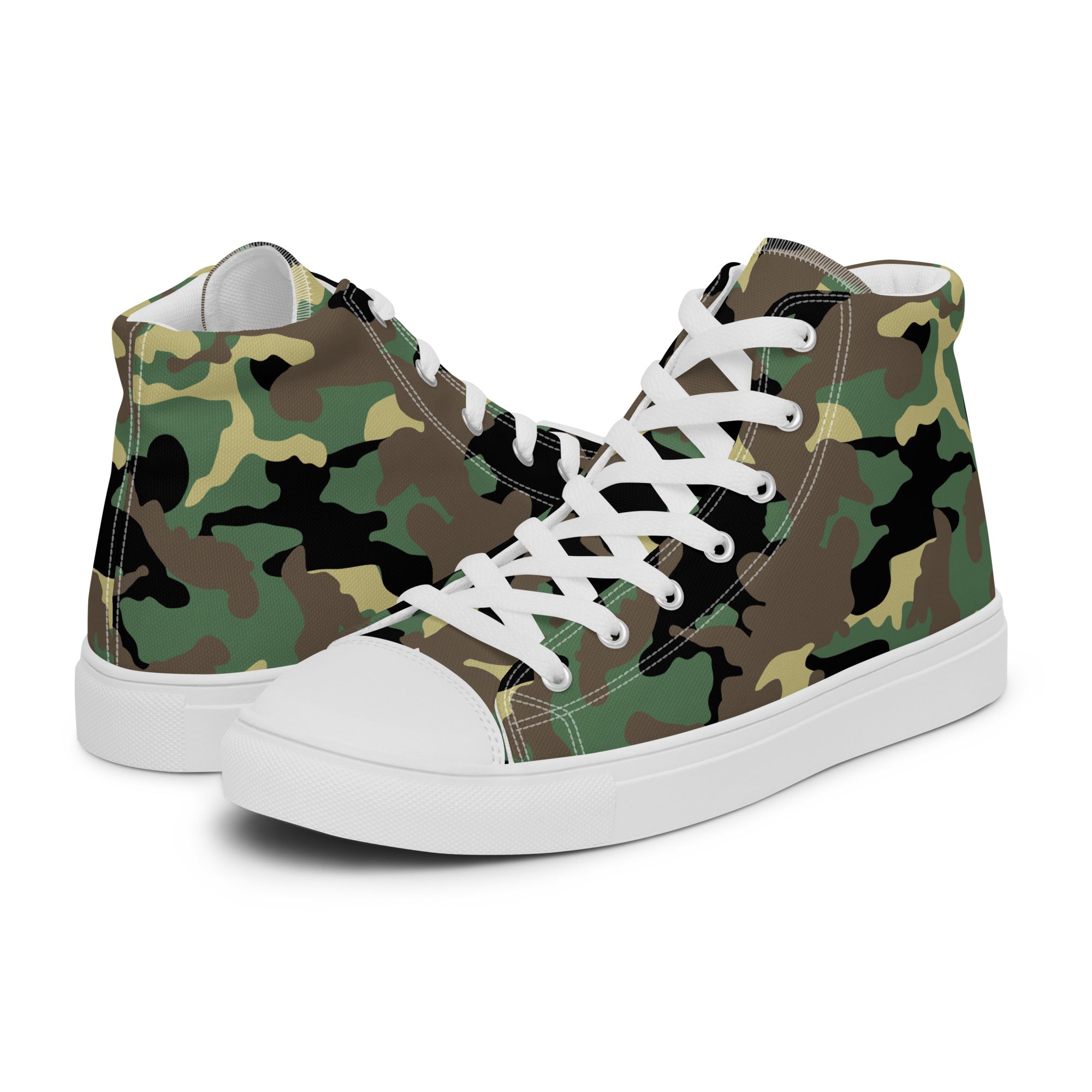 Women’s high top canvas shoes Camo Green