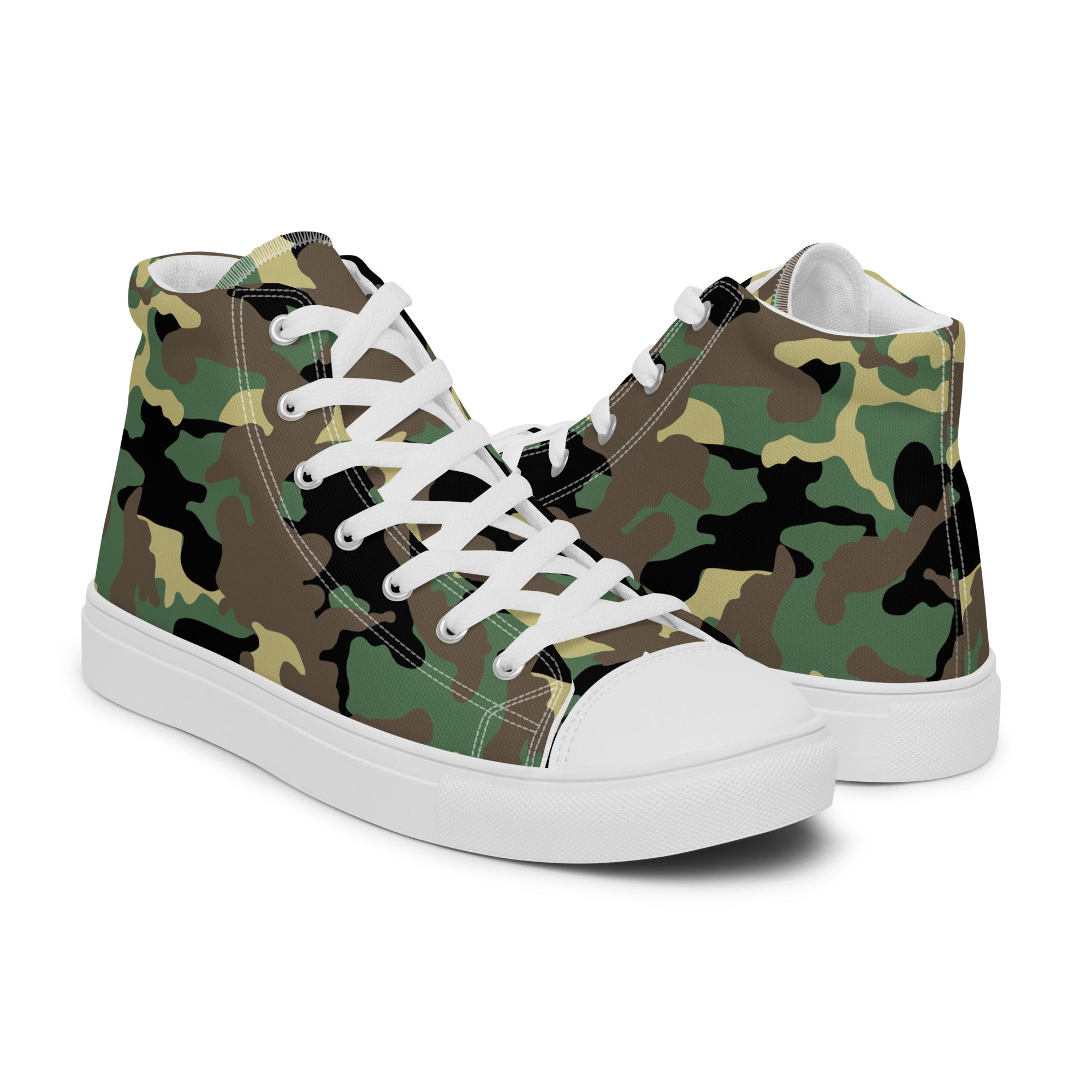 Women’s high top canvas shoes Camo Green