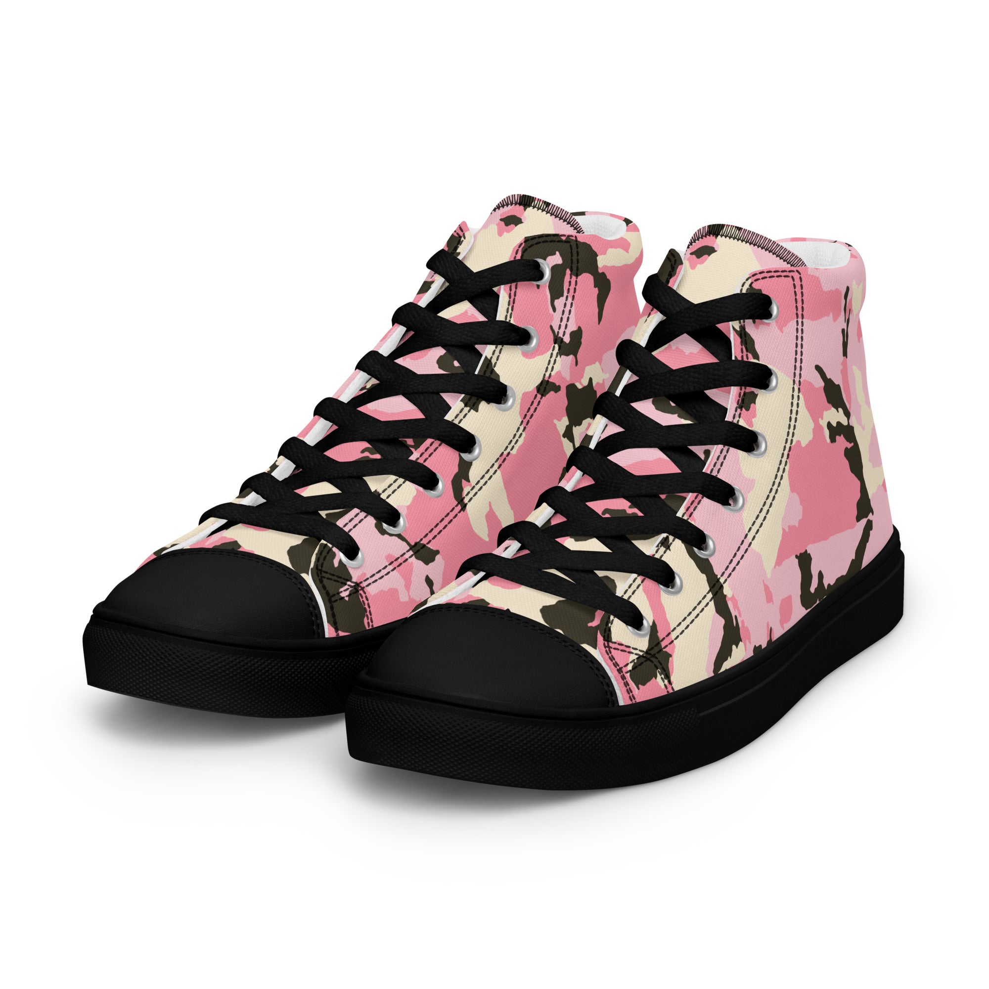 Women’s high top canvas shoes Camo Pink