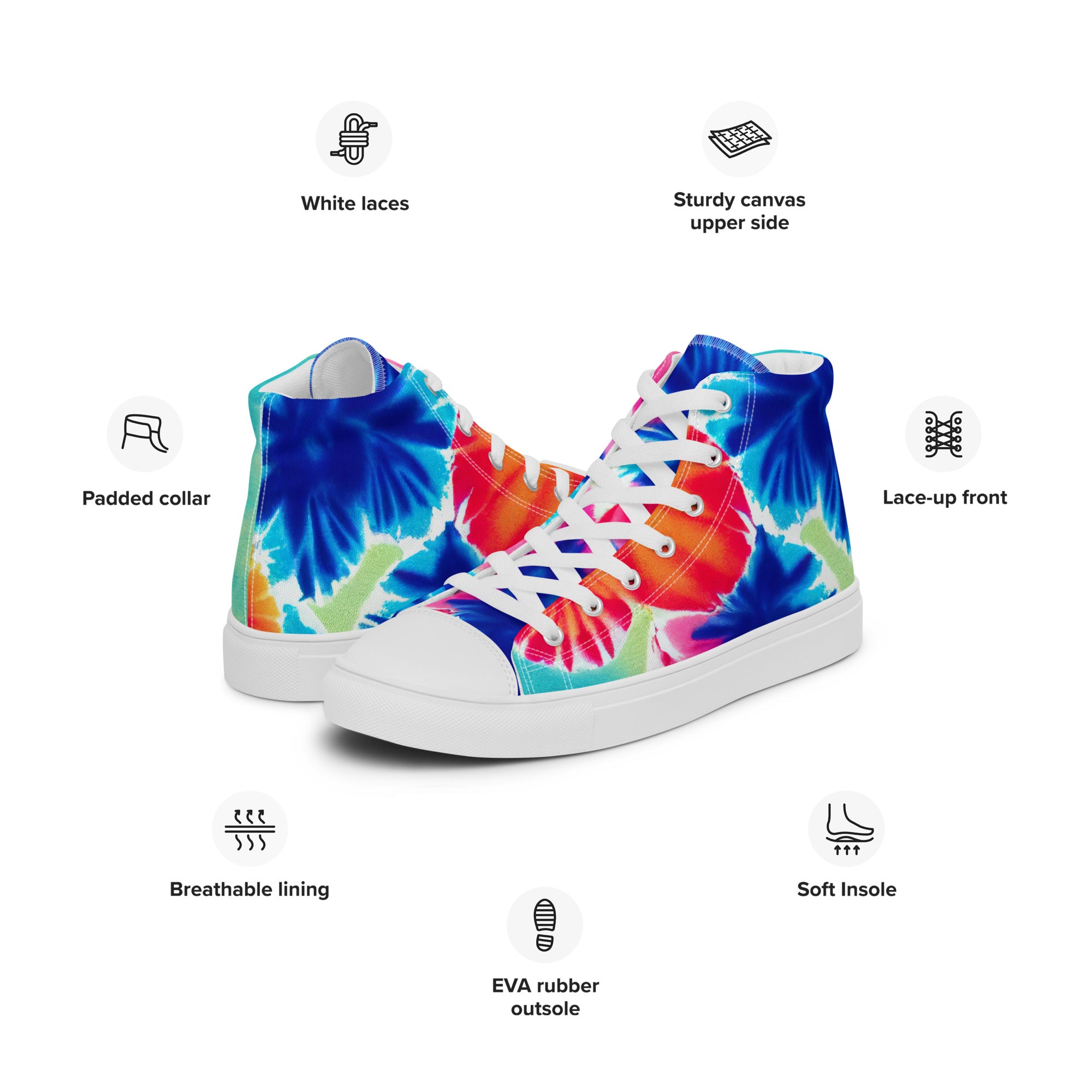 Women’s high top canvas shoes Hearts Tie Dye Pattern I
