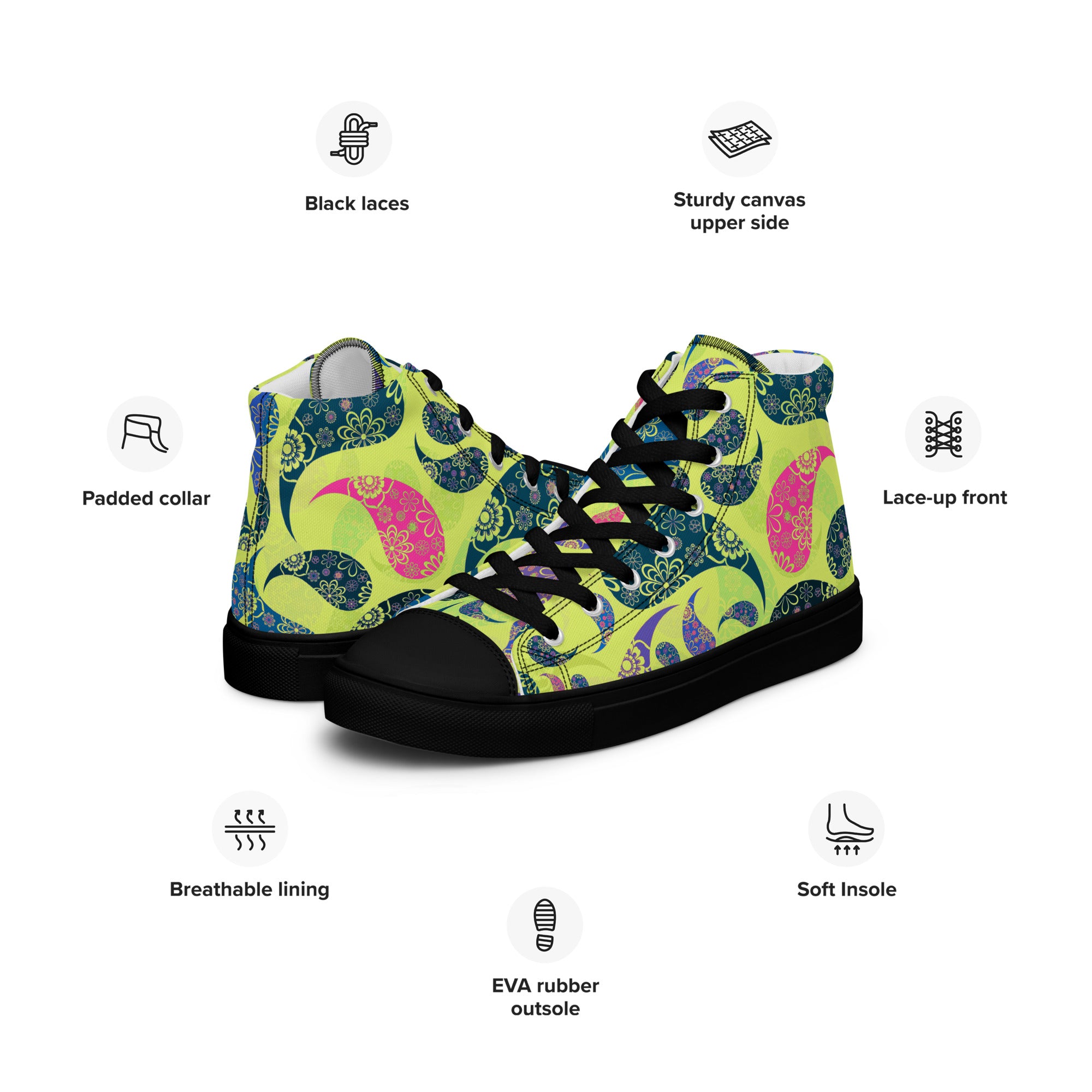 Women’s high top canvas shoes Paisley Pattern I
