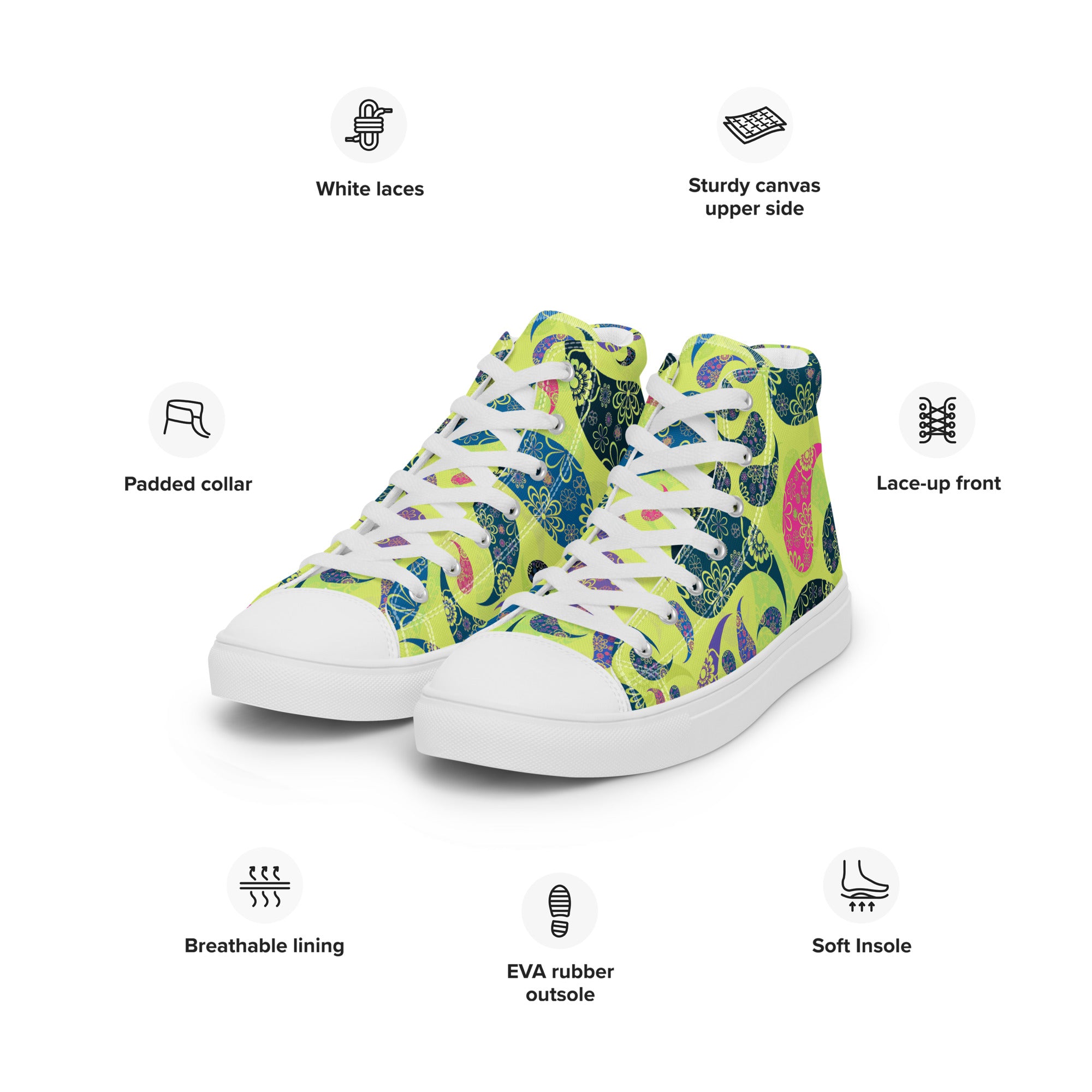 Women’s high top canvas shoes Paisley Pattern I