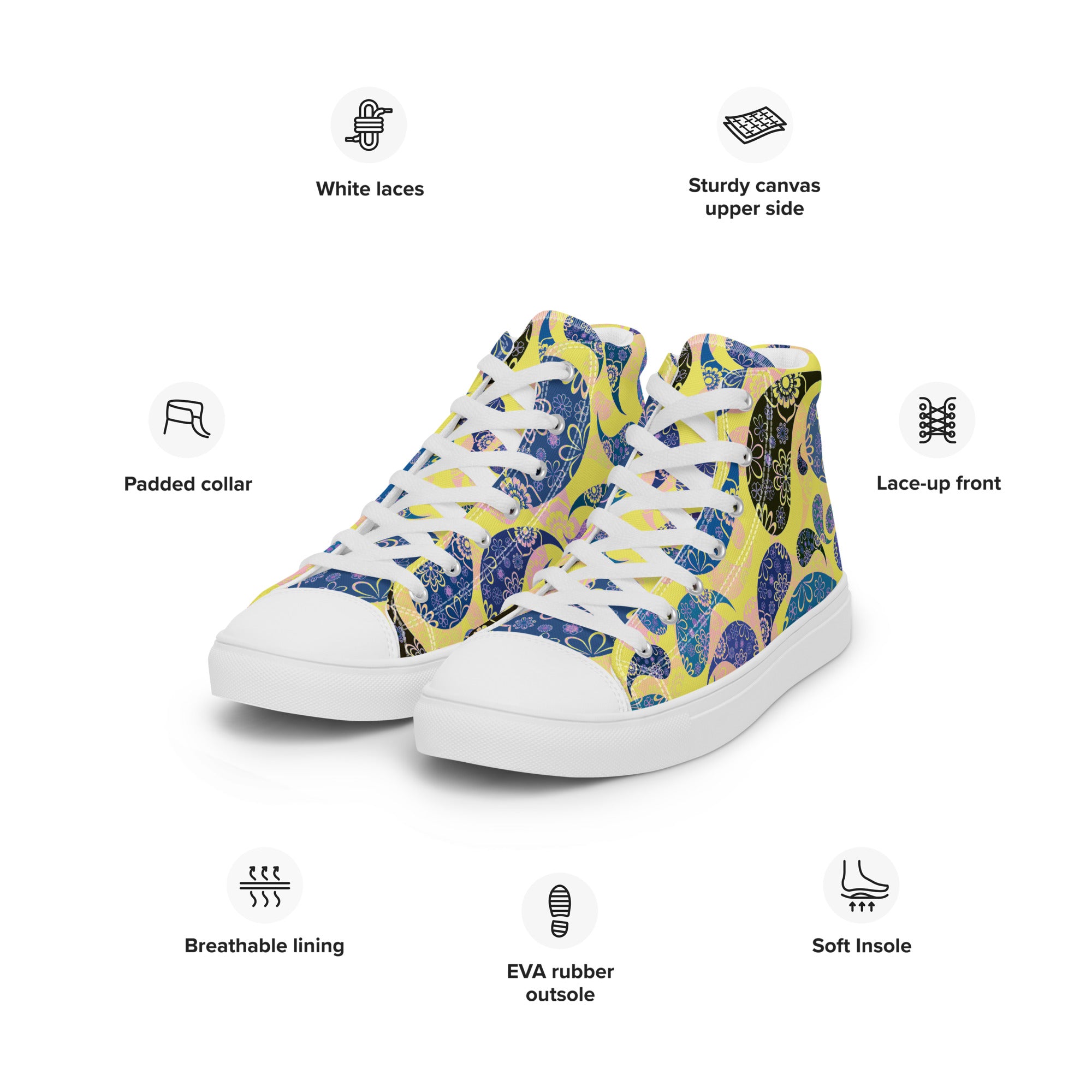 Women’s high top canvas shoes Paisley Pattern III