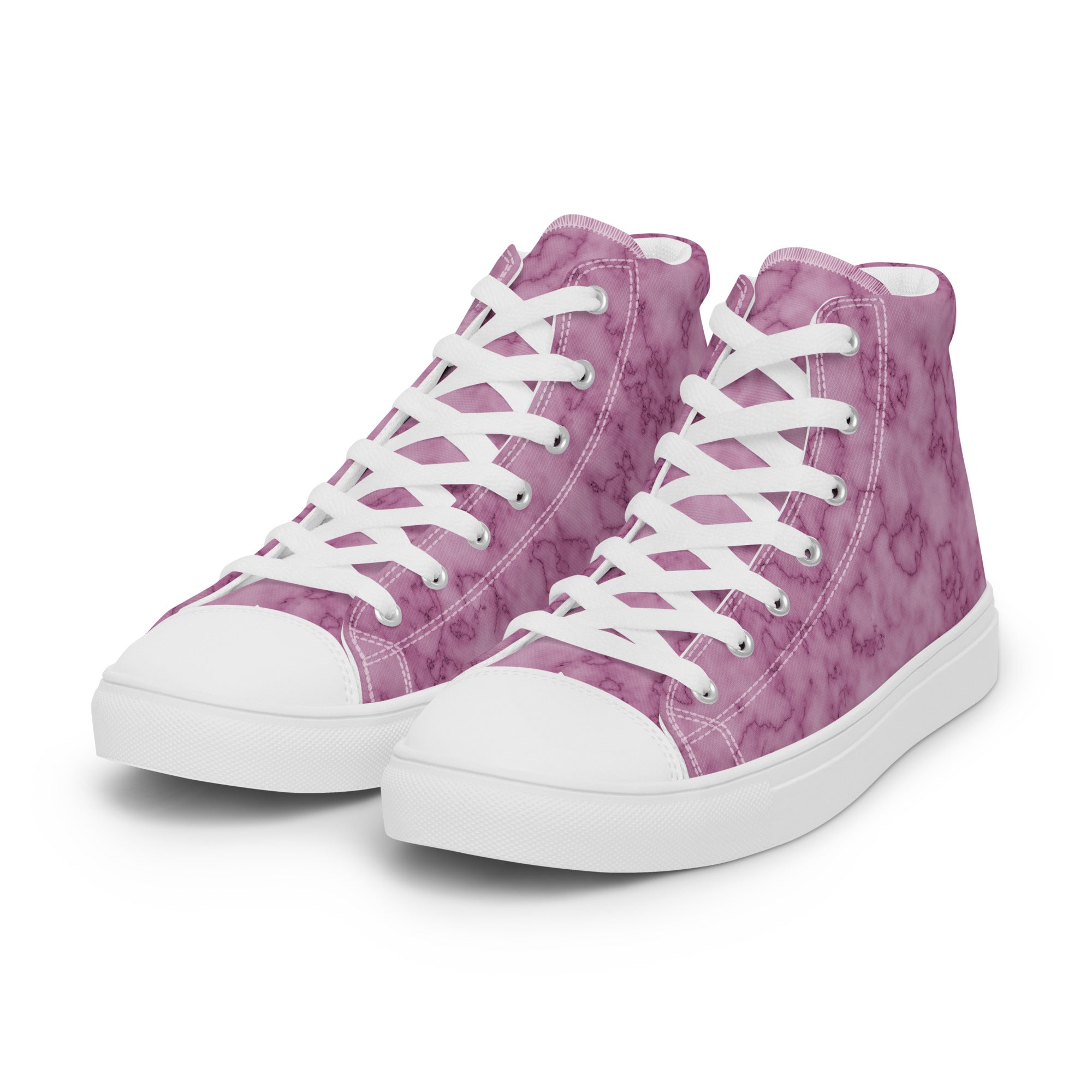 Women’s high top canvas shoes Pink Marble