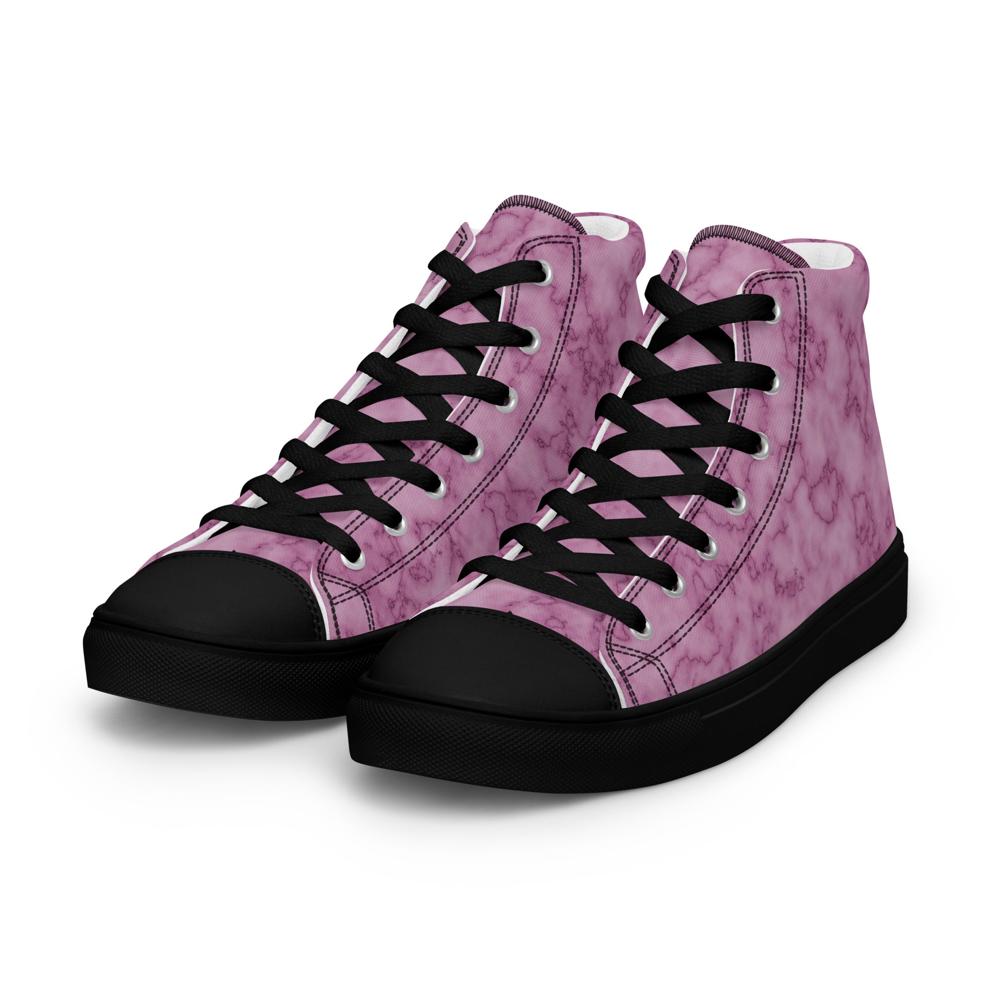 Women’s high top canvas shoes Pink Marble