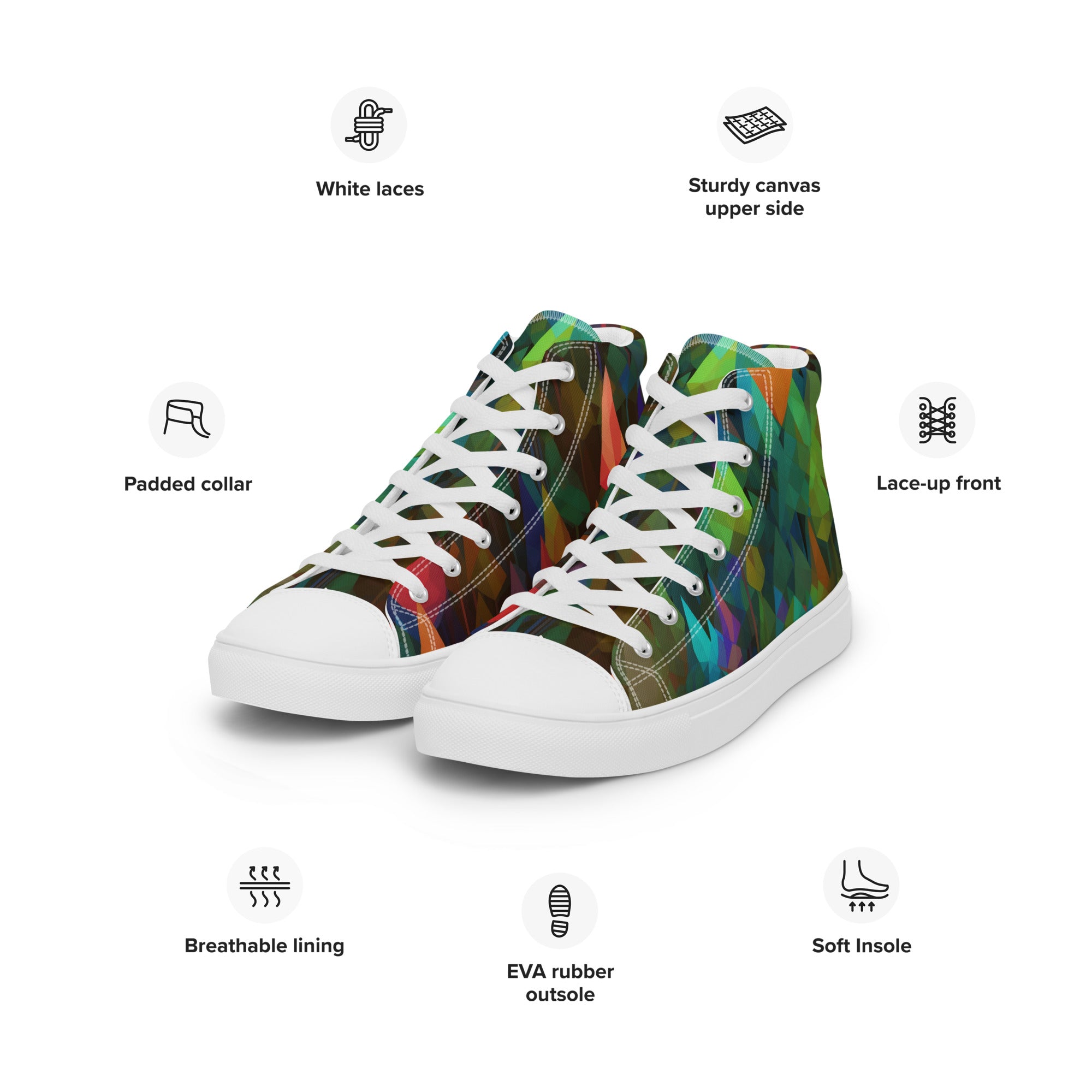 Women’s high top canvas shoes Rainbow Forest