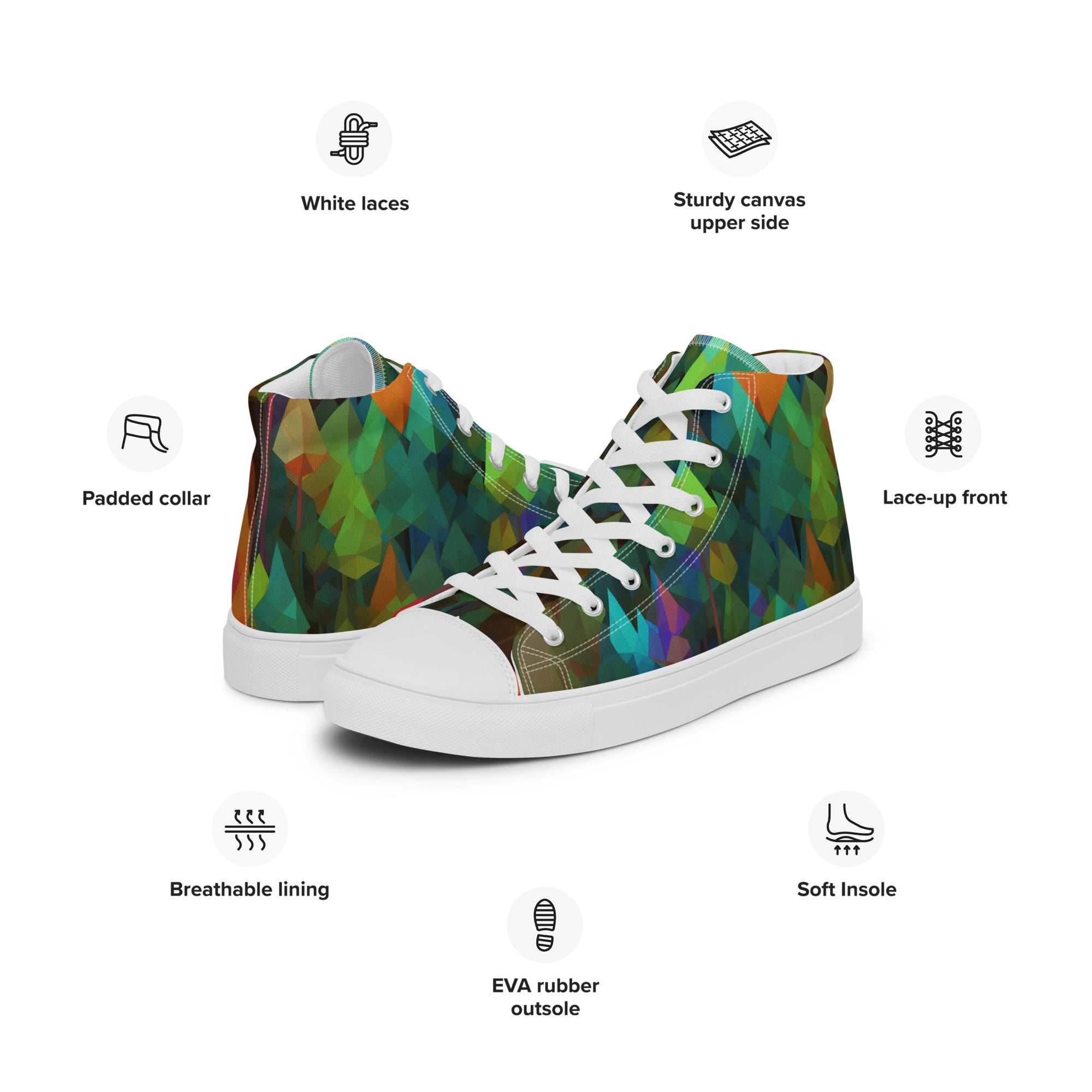 Women’s high top canvas shoes Rainbow Forest
