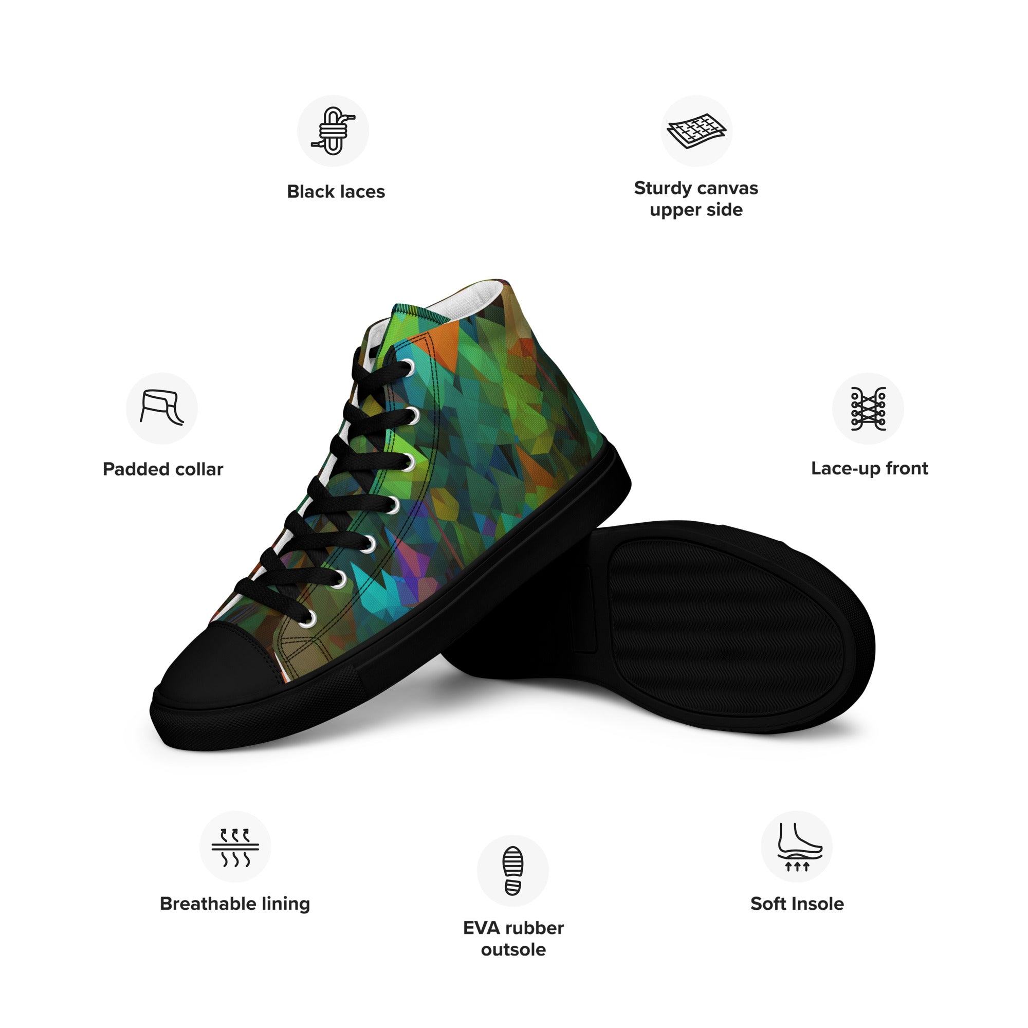 Women’s high top canvas shoes Rainbow Forest