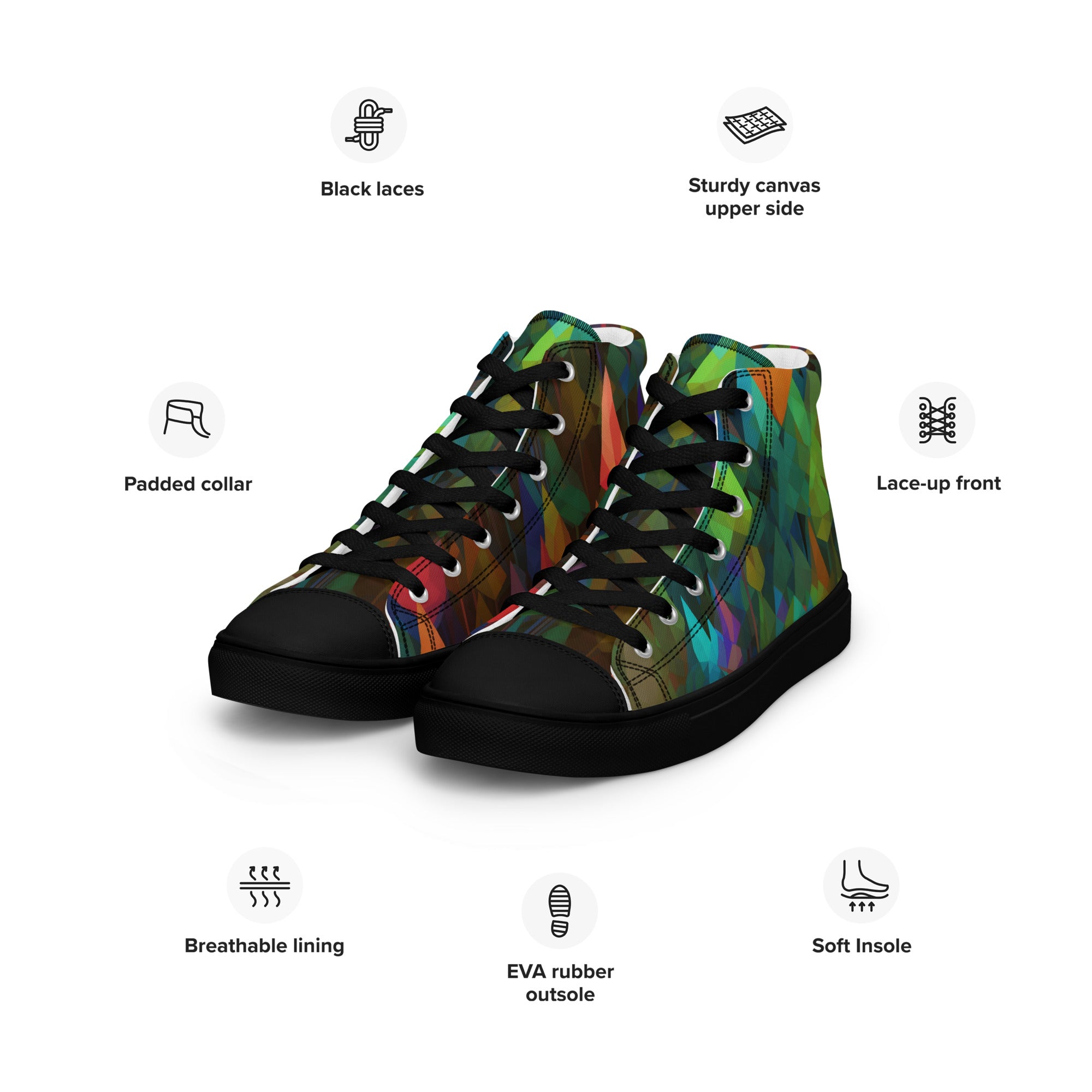 Women’s high top canvas shoes Rainbow Forest