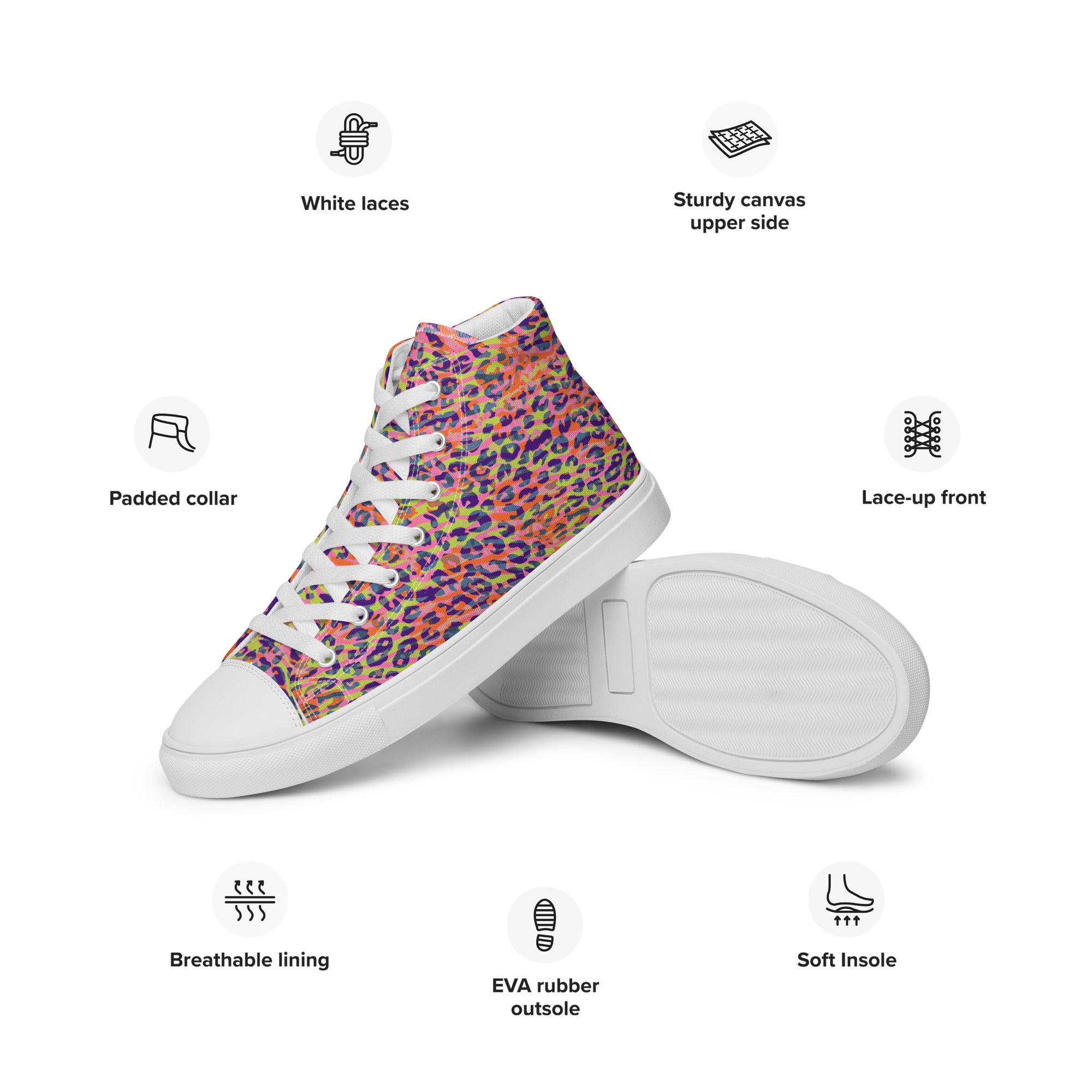 Women’s high top canvas shoes Zebra and Leopard Print Orange with Yellow