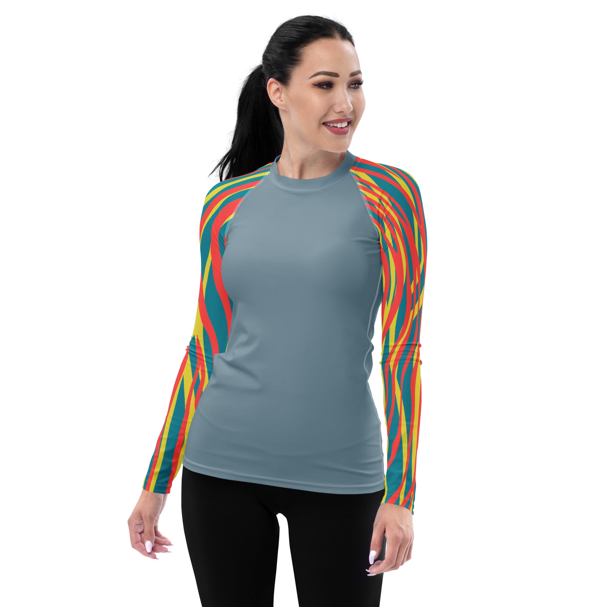 Women's Rash Guard Funky Zebra Light grey