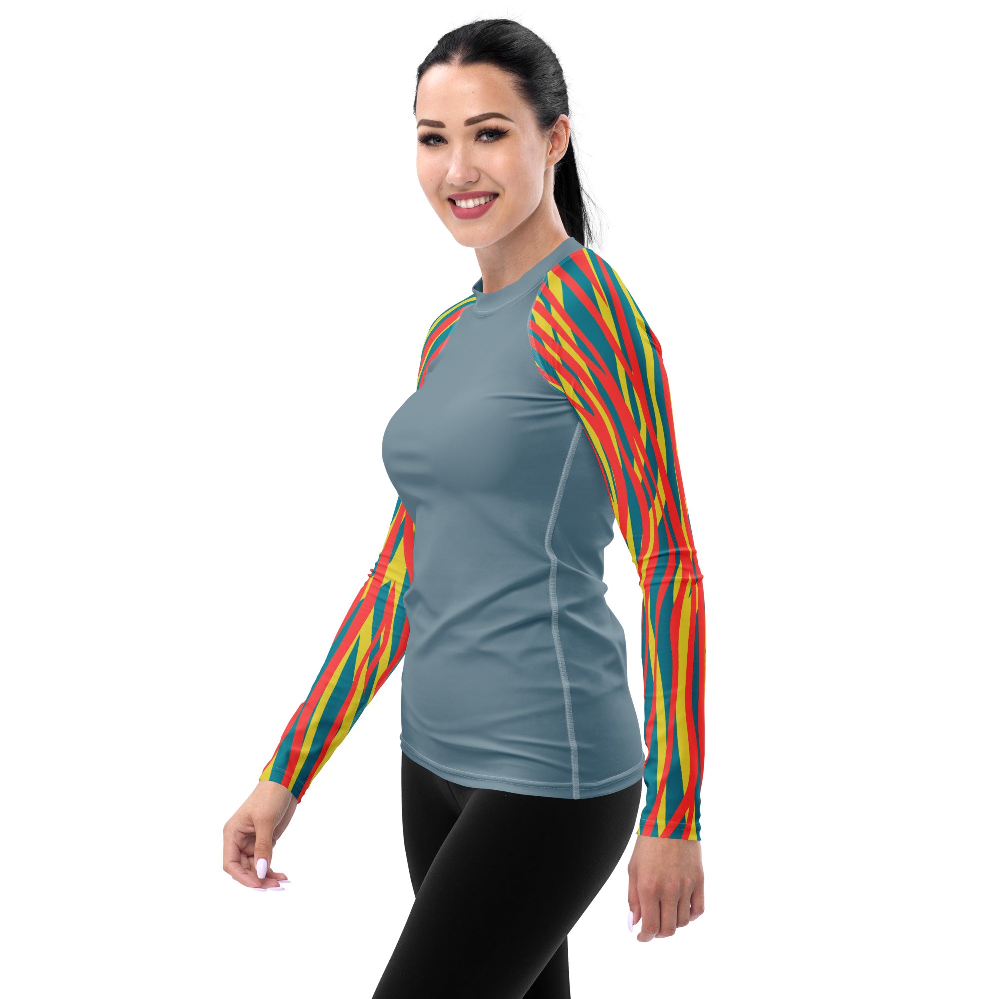 Women's Rash Guard Funky Zebra Light grey