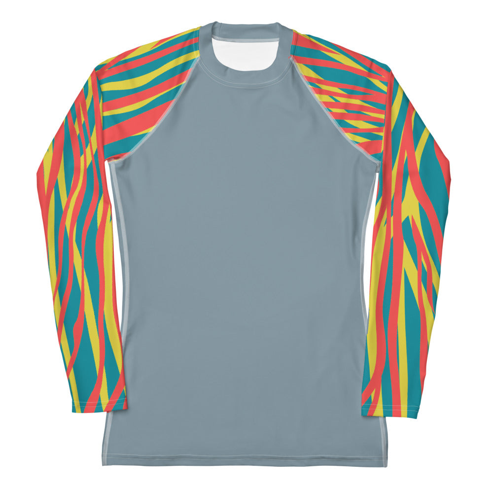 Women's Rash Guard Funky Zebra Light grey
