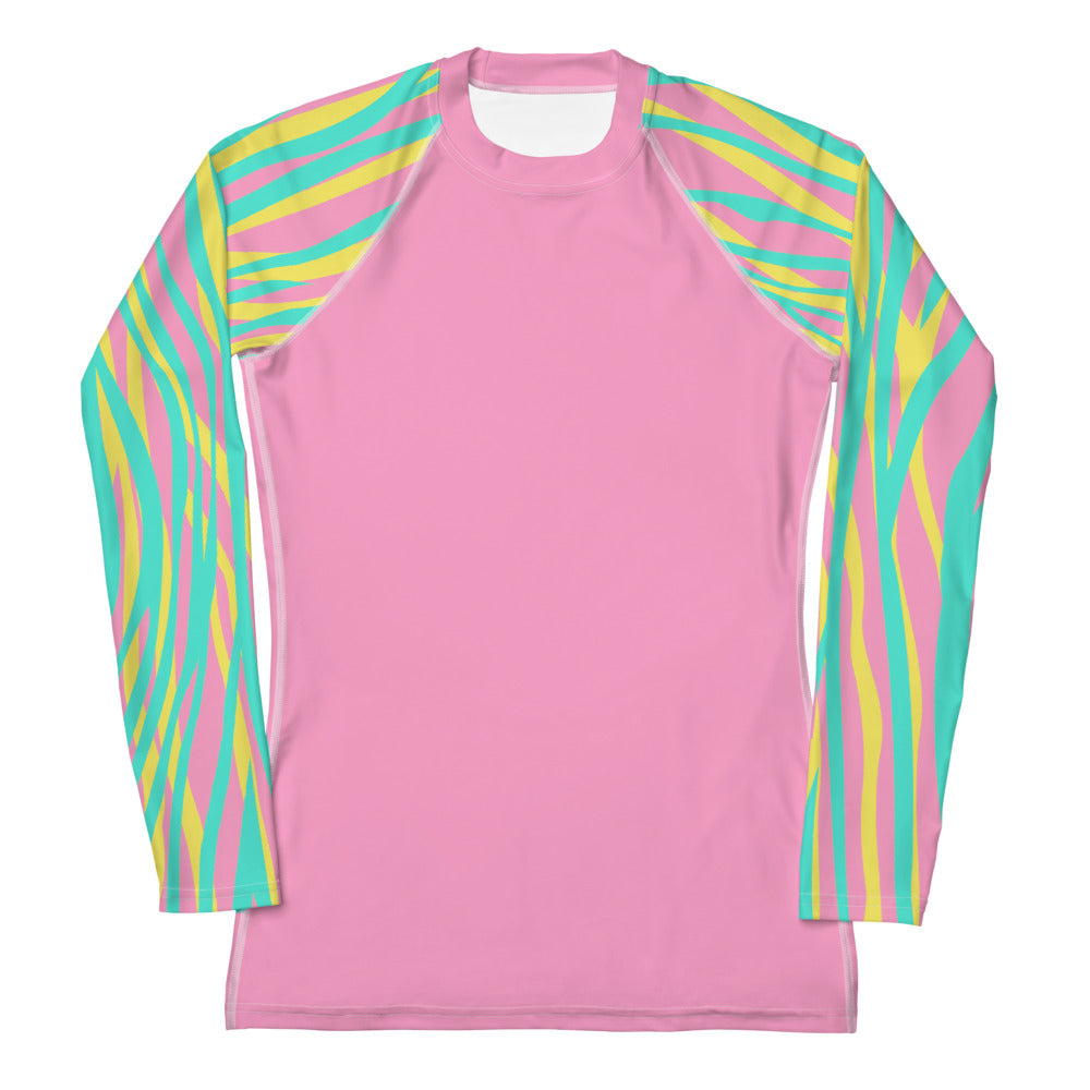 Women's Rash Guard Funky Zebra Pink