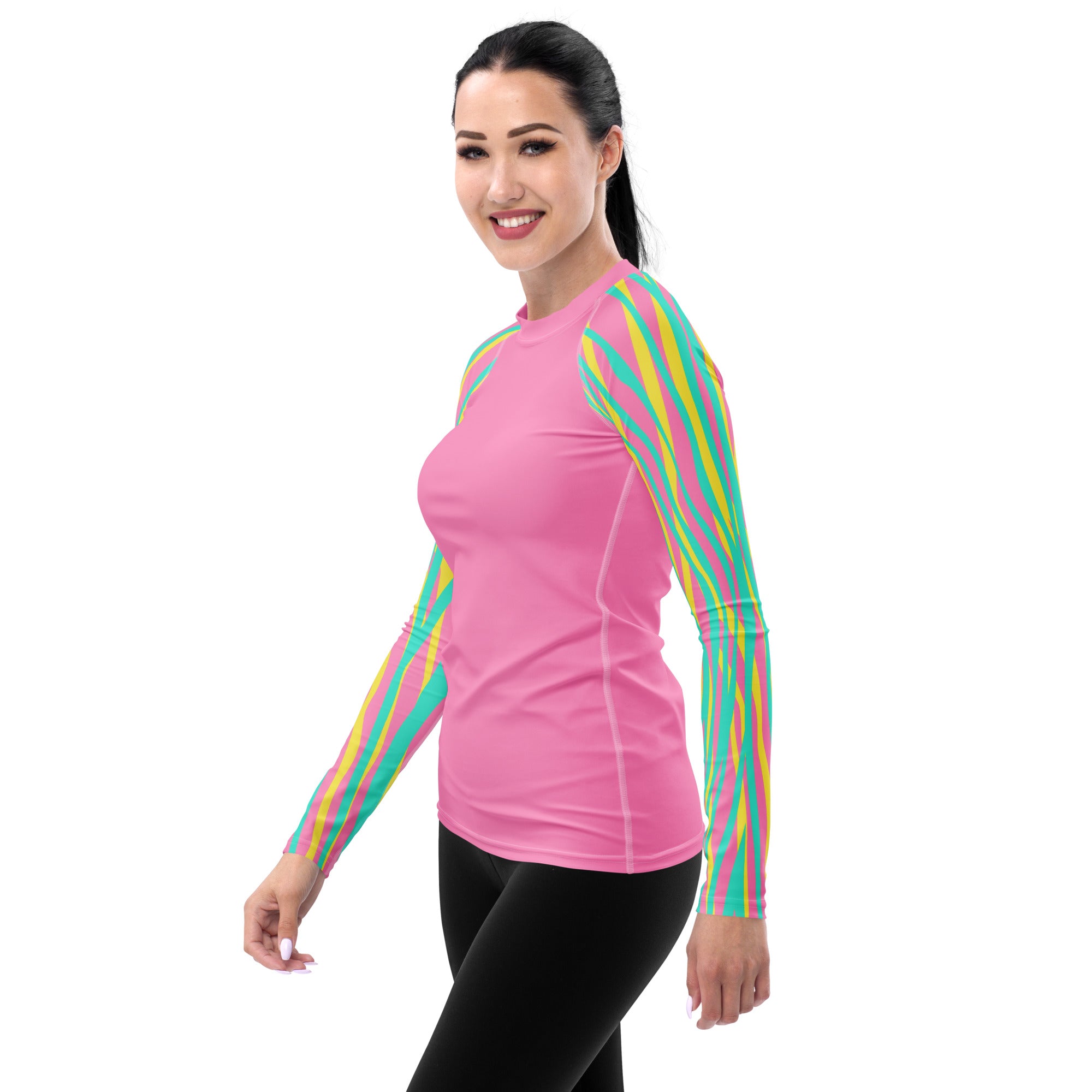 Women's Rash Guard Funky Zebra Pink