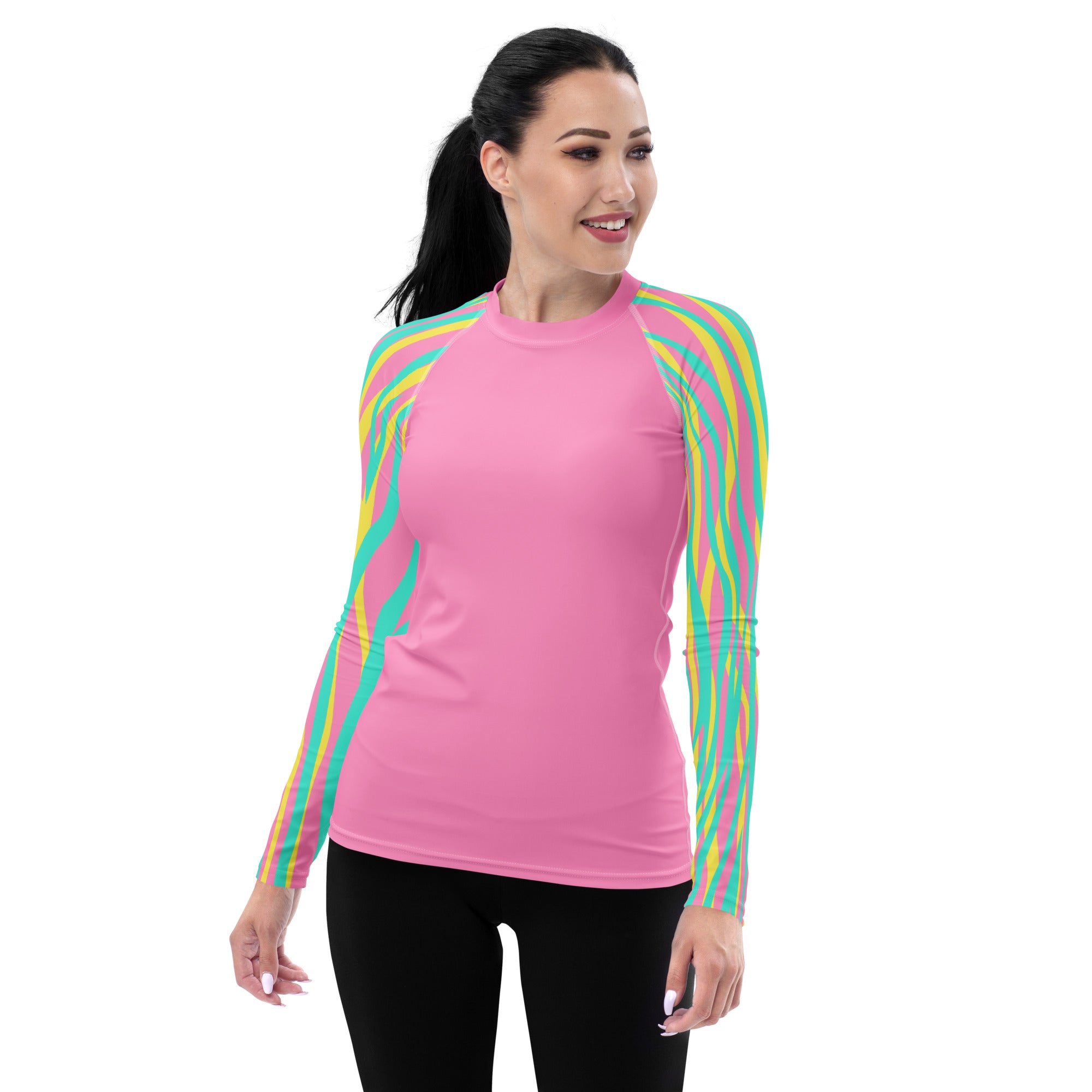 Women's Rash Guard Funky Zebra Pink