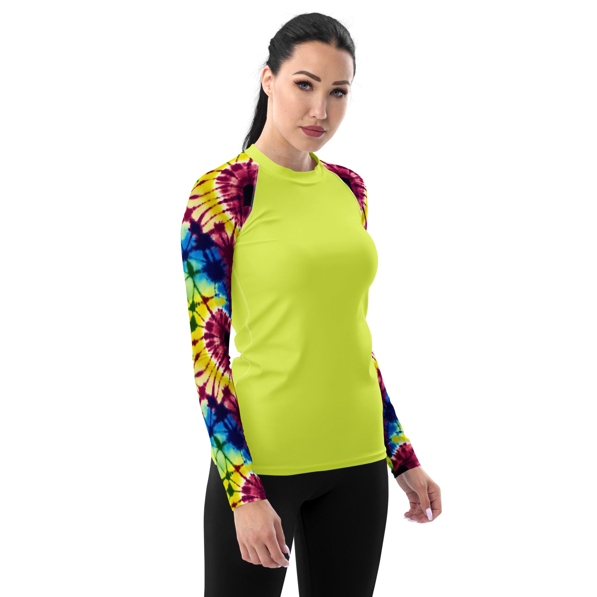 Women's Rash Guard Tie dye Hearts Yellow